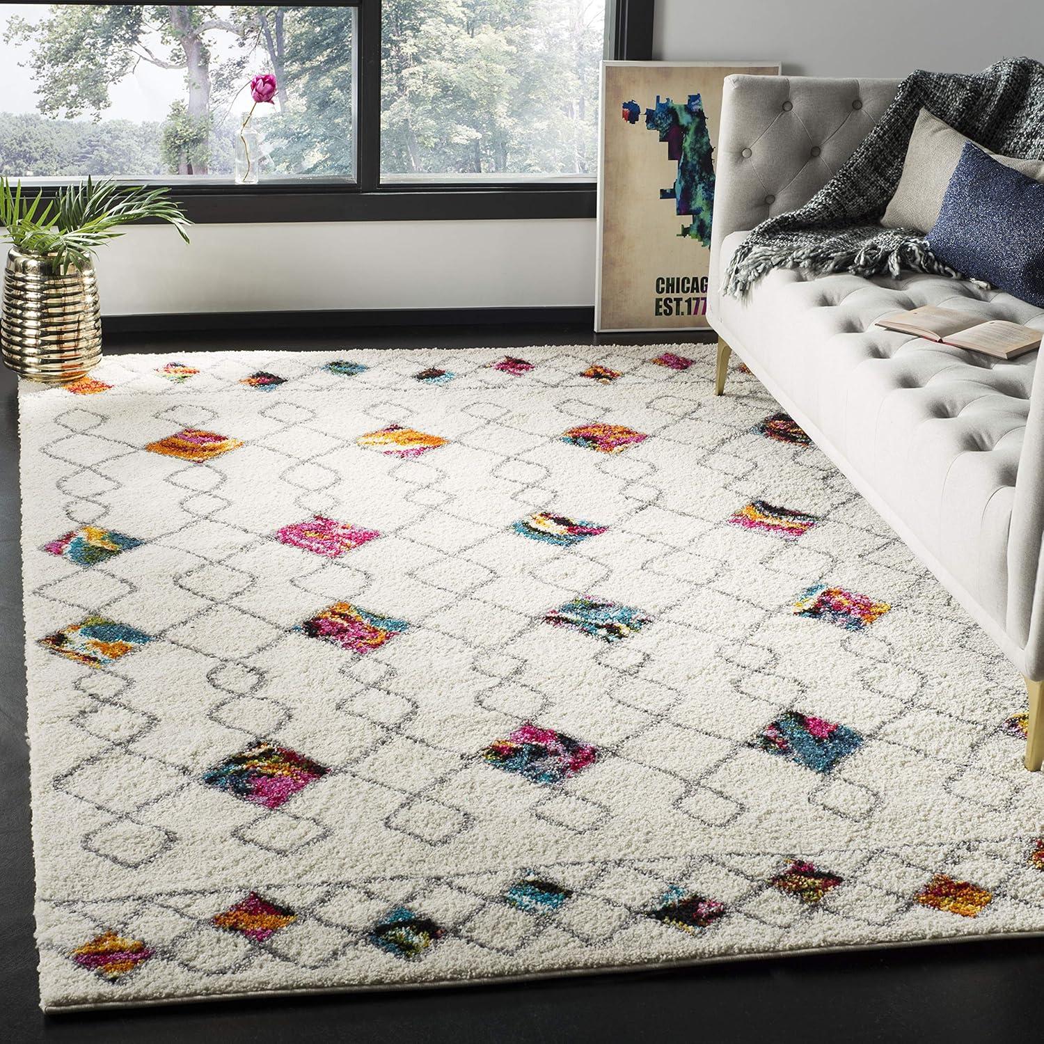 Fiesta Shag FSG361 Power Loomed Area Rug - Cream/Multi - 4'x6' - Safavieh.