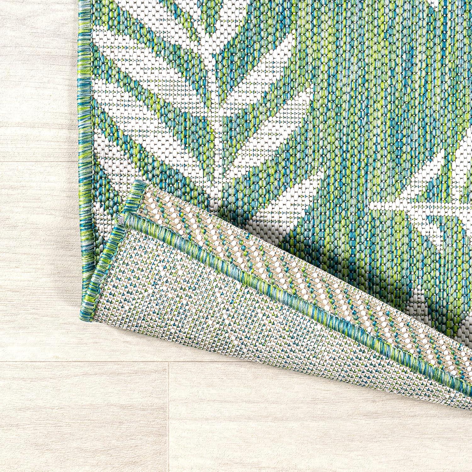 3' x 5' Nevis Palm Frond Indoor/Outdoor Area Rug, Cream/Green - JONATHAN Y