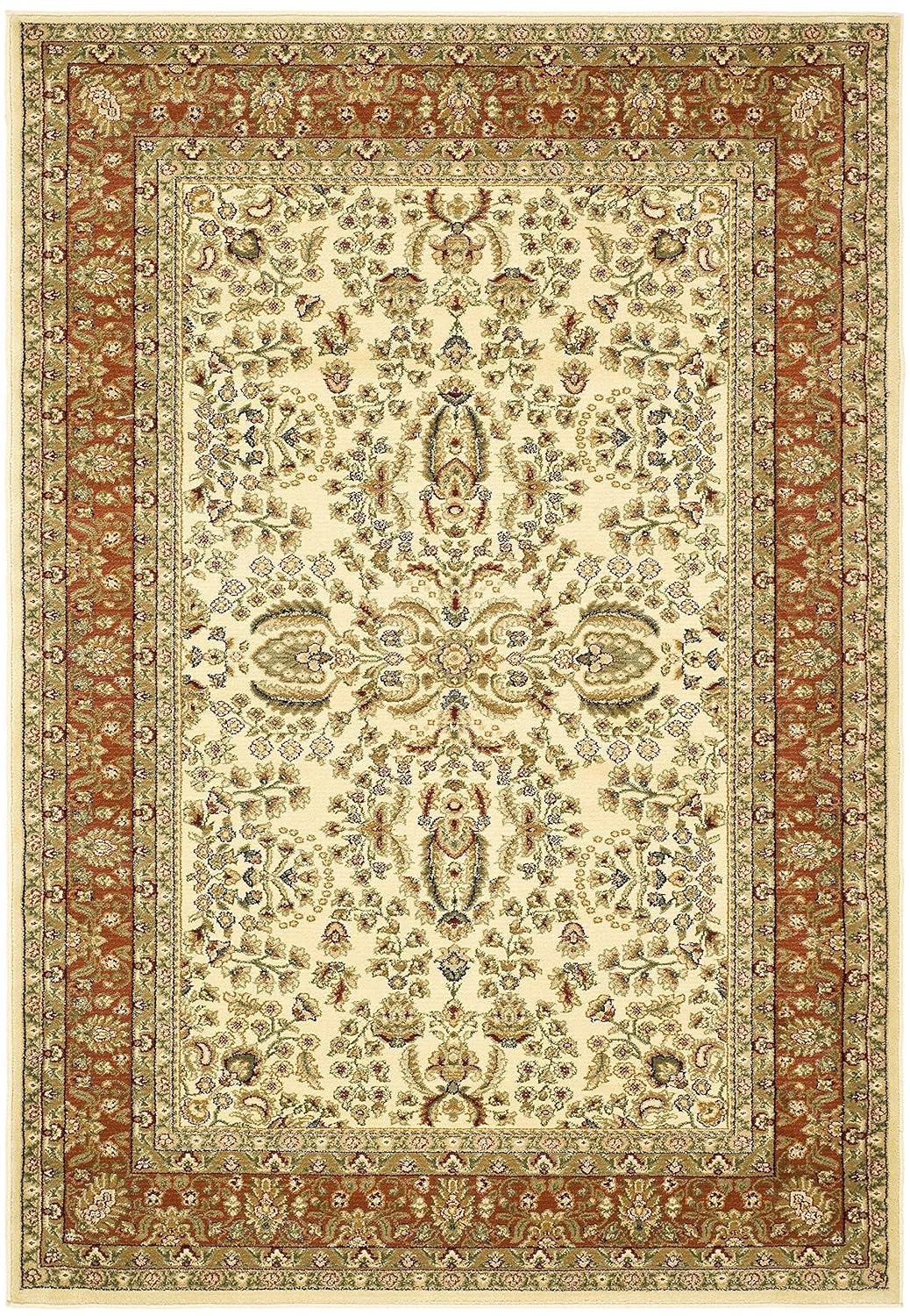 SAFAVIEH Lyndhurst Elizabeth Traditional Floral Area Rug, Ivory/Rust, 11' x 15'