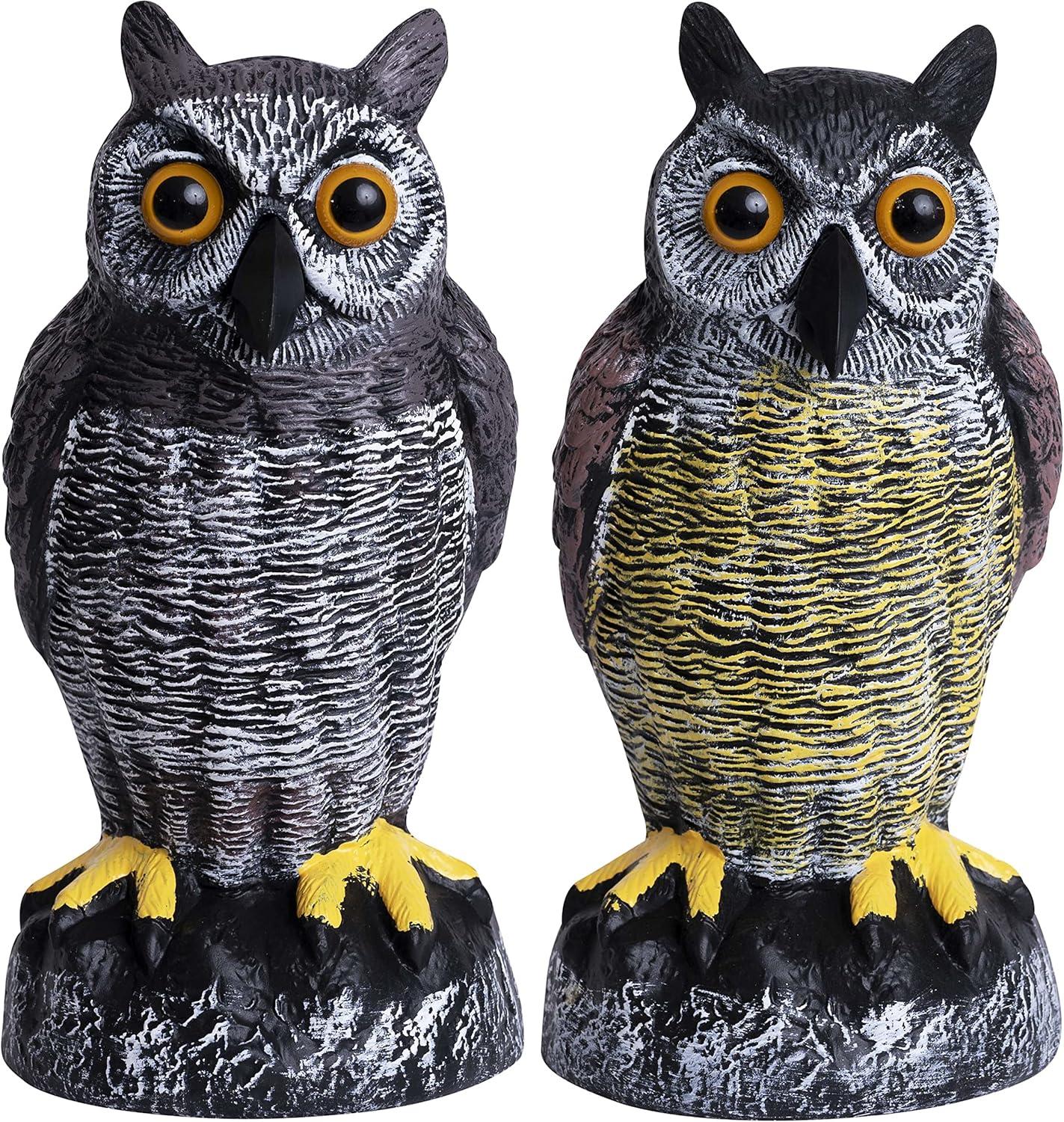 2Pack Fake Owl Decoy to Keep Birds Away Garden Decoration Bird Scare Devices for Garden Outdoor Yard