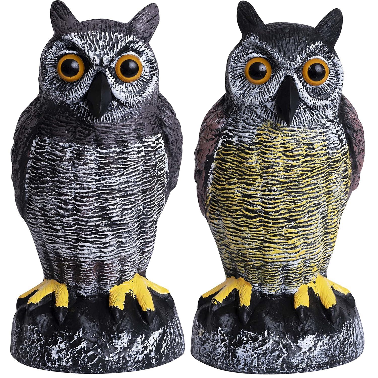 2Pack Fake Owl Decoy to Keep Birds Away Garden Decoration Bird Scare Devices for Garden Outdoor Yard