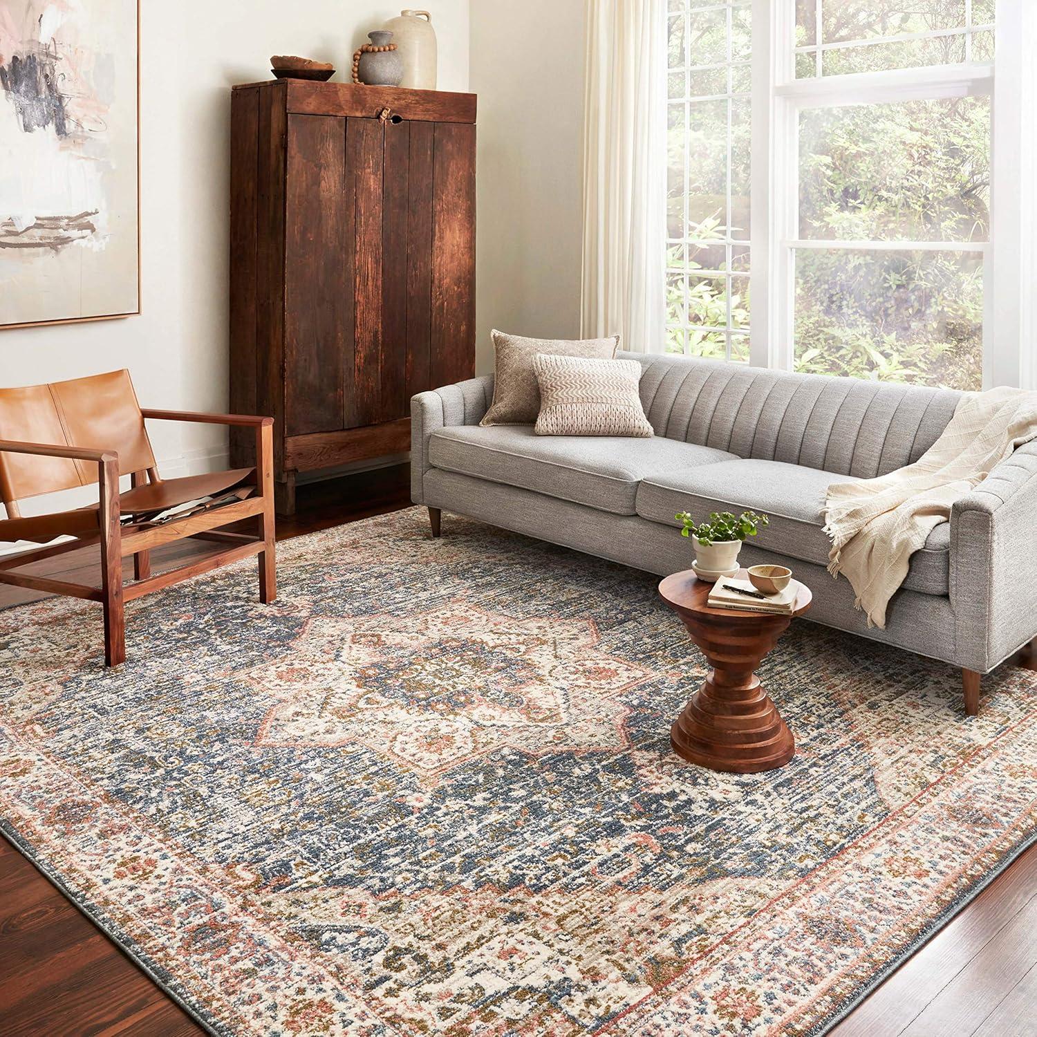 Loloi II Saban SAB-02 Oriental Blue / Spice Area Rug 3'-9" x 5'-9"