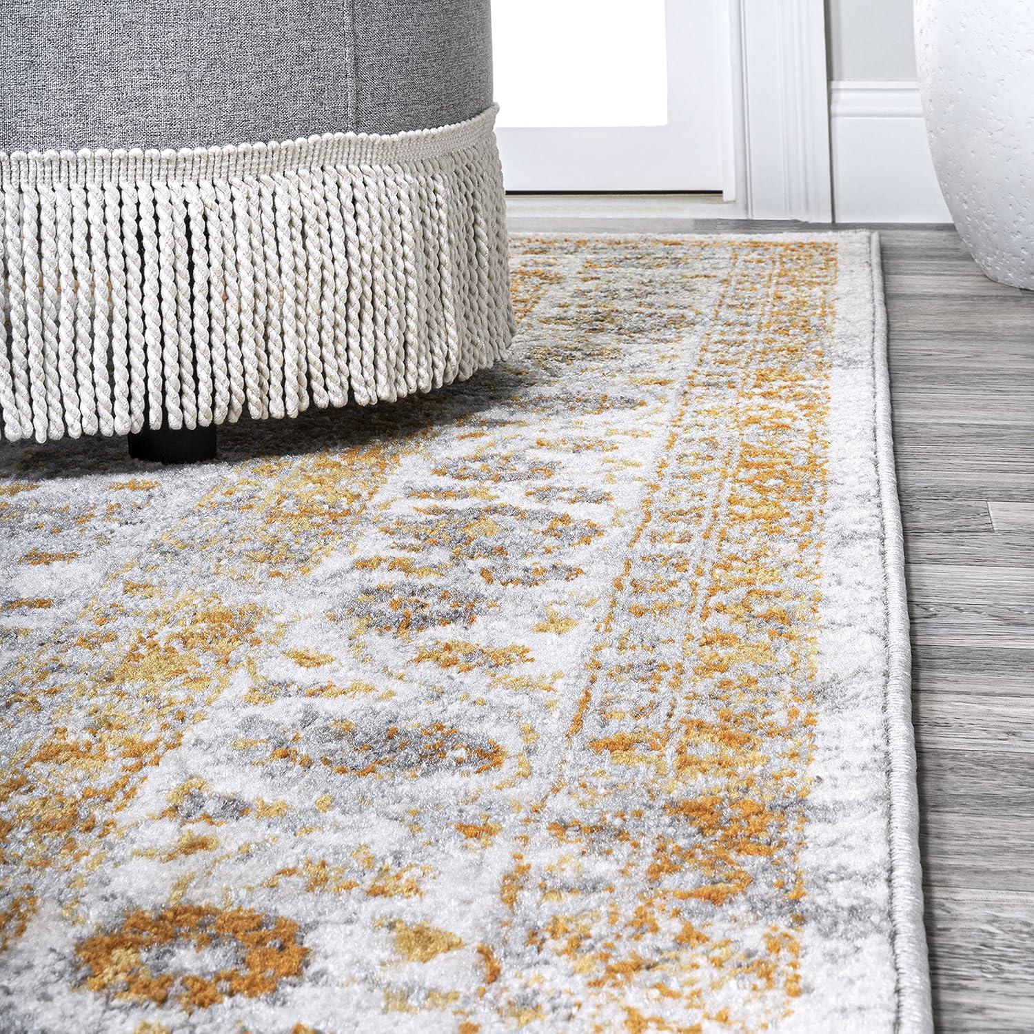 3'x5' Indhira Ornate Medallion Persian Area Rug, Orange/Cream - JONATHAN Y