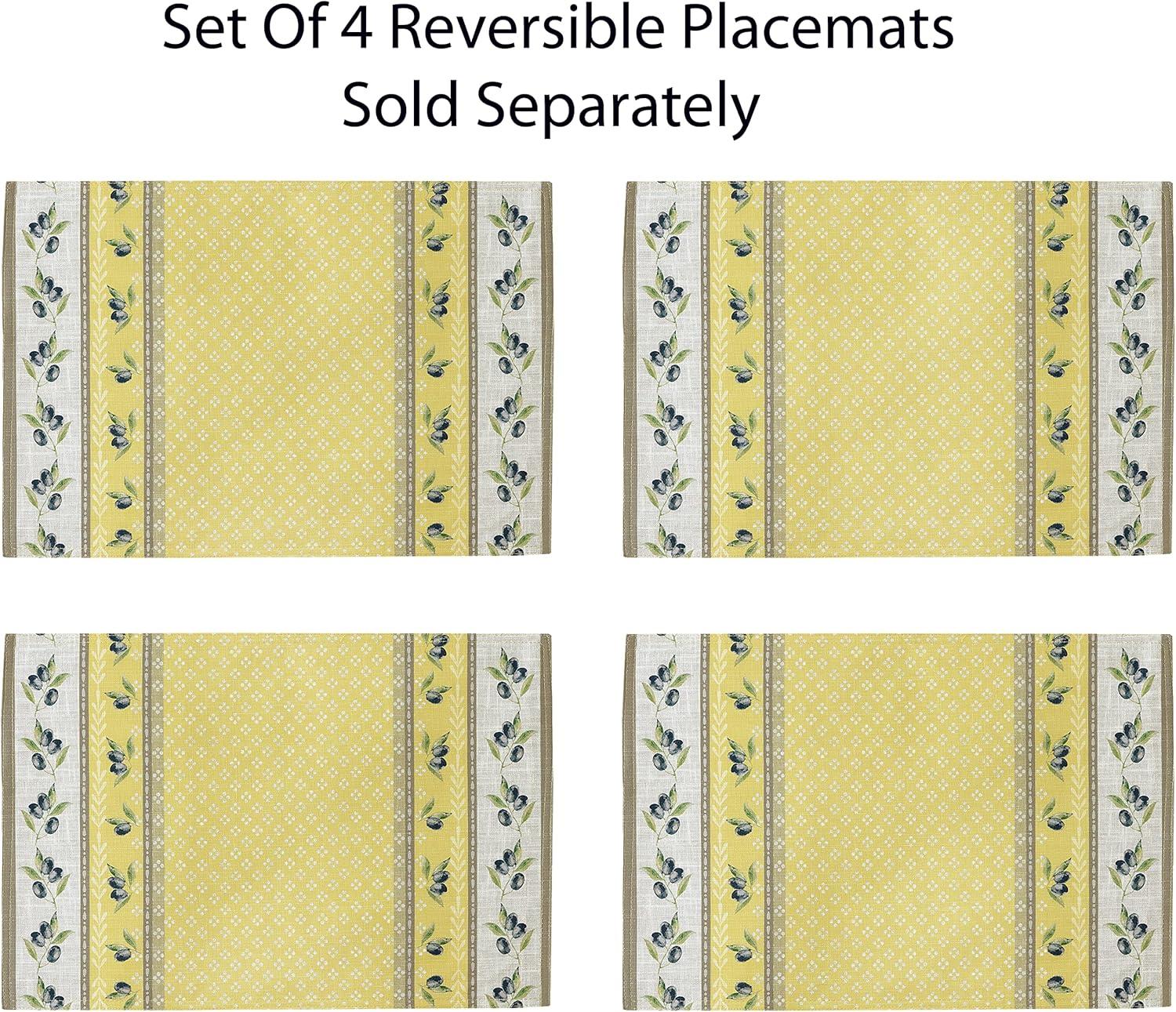 Home Bargains Plus Rectangle Fabric Tablecloth, 60 x 120 inch, Olivier Yellow and Grey Country Olive