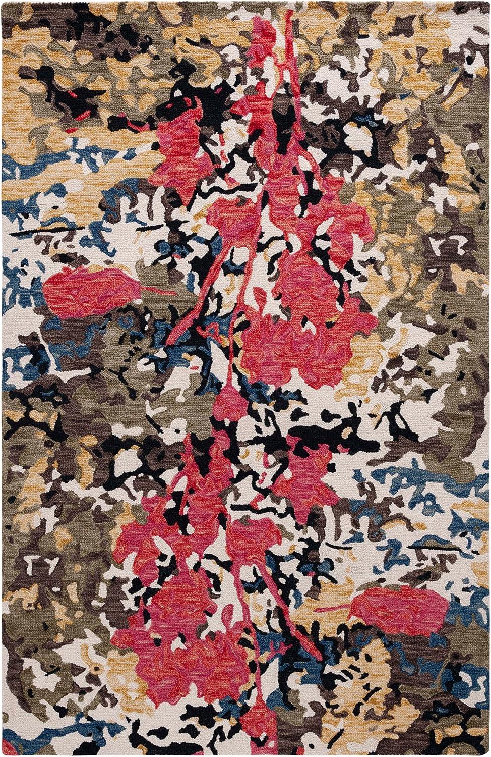 SAFAVIEH Blossom Yazmin Abstract Area Rug, Green/Ivory, 5' x 8'