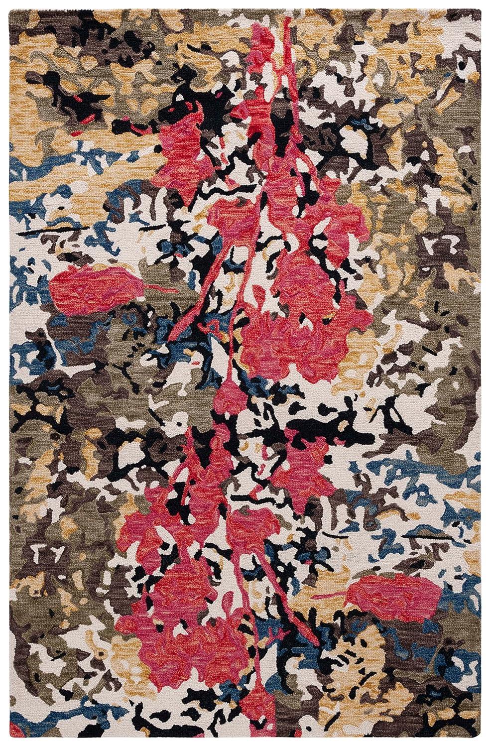 SAFAVIEH Blossom Yazmin Abstract Area Rug, Green/Ivory, 5' x 8'