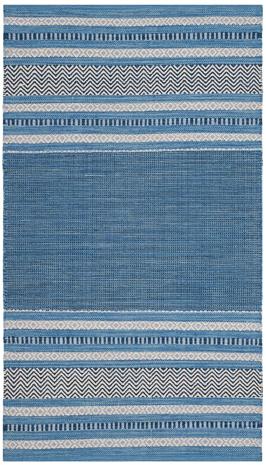 SAFAVIEH Montauk Jobeth Striped Soft Braided Cotton Area Rug, Blue/Grey, 4' x 6'