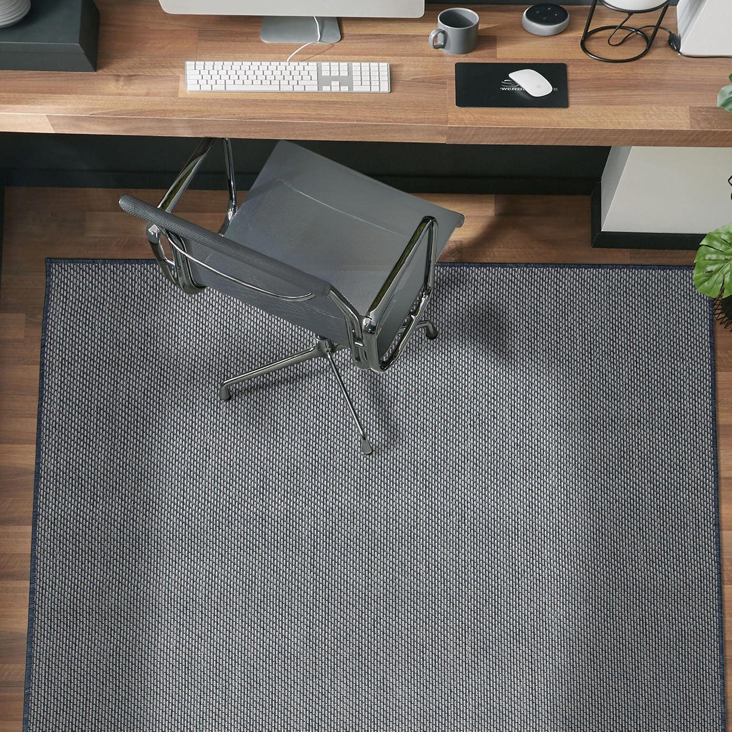 Modern Blue 5' x 7' Synthetic Flat Woven Indoor/Outdoor Rug