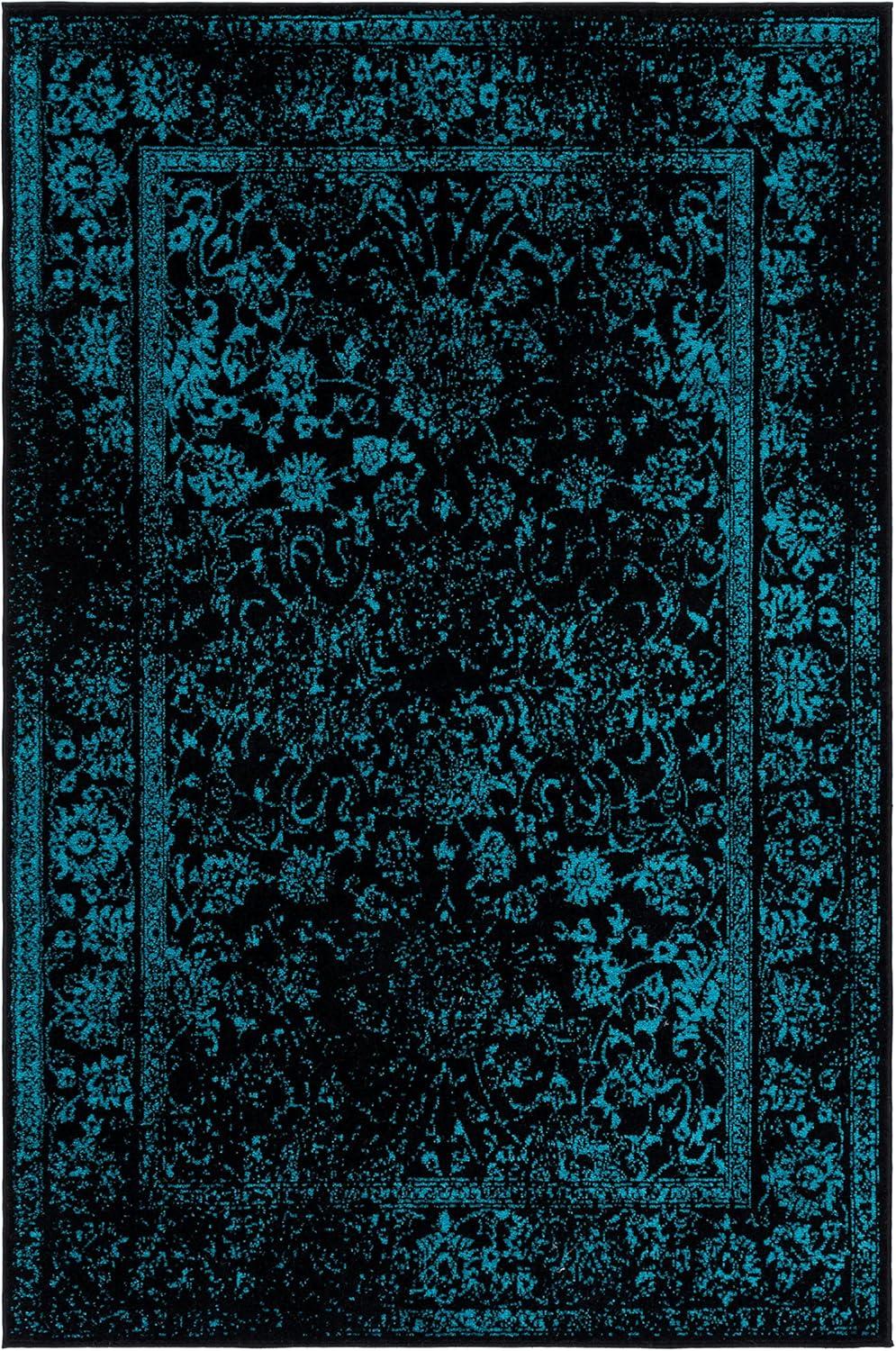 SAFAVIEH Adirondack Xavier Oriental Area Rug, Black/Teal, 4' x 6'