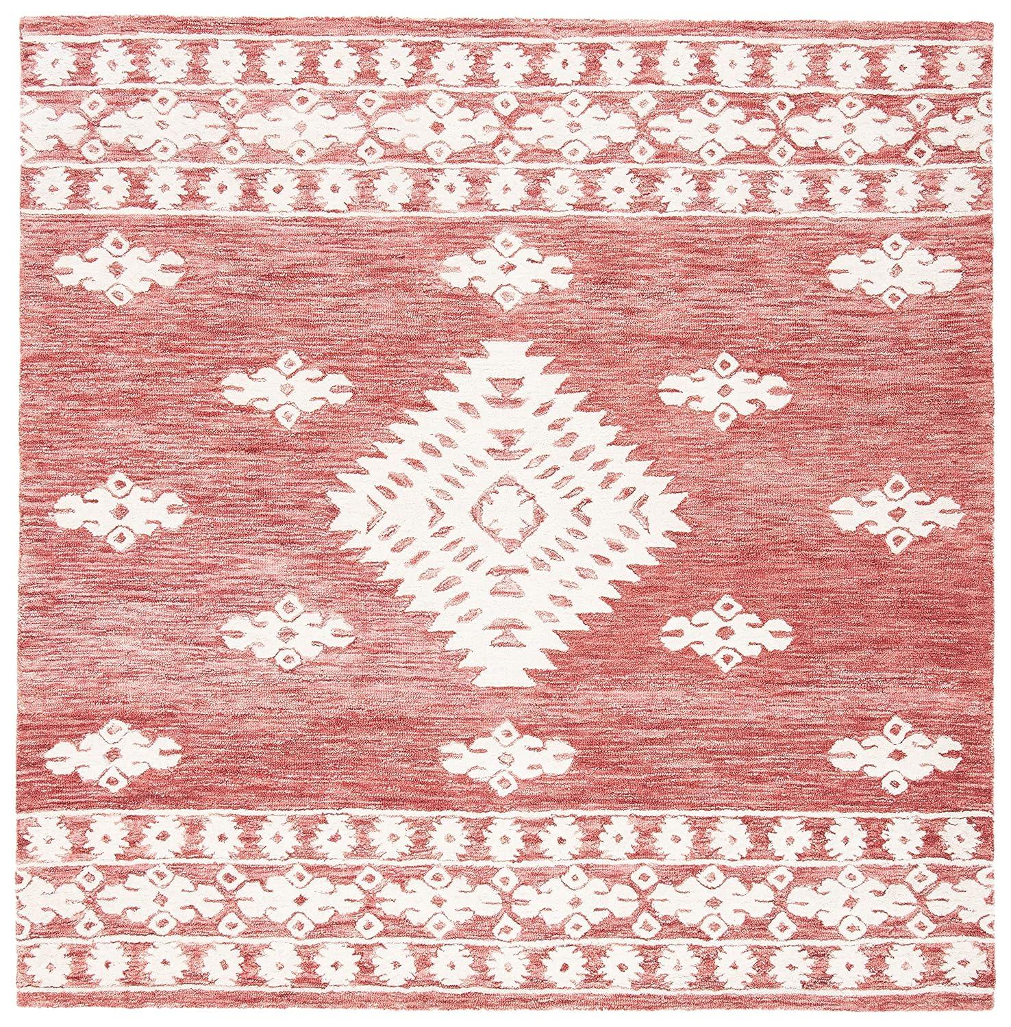Aspen APN550 Hand Tufted Indoor Area Rug - Rust/Ivory - 7'x7' - Safavieh