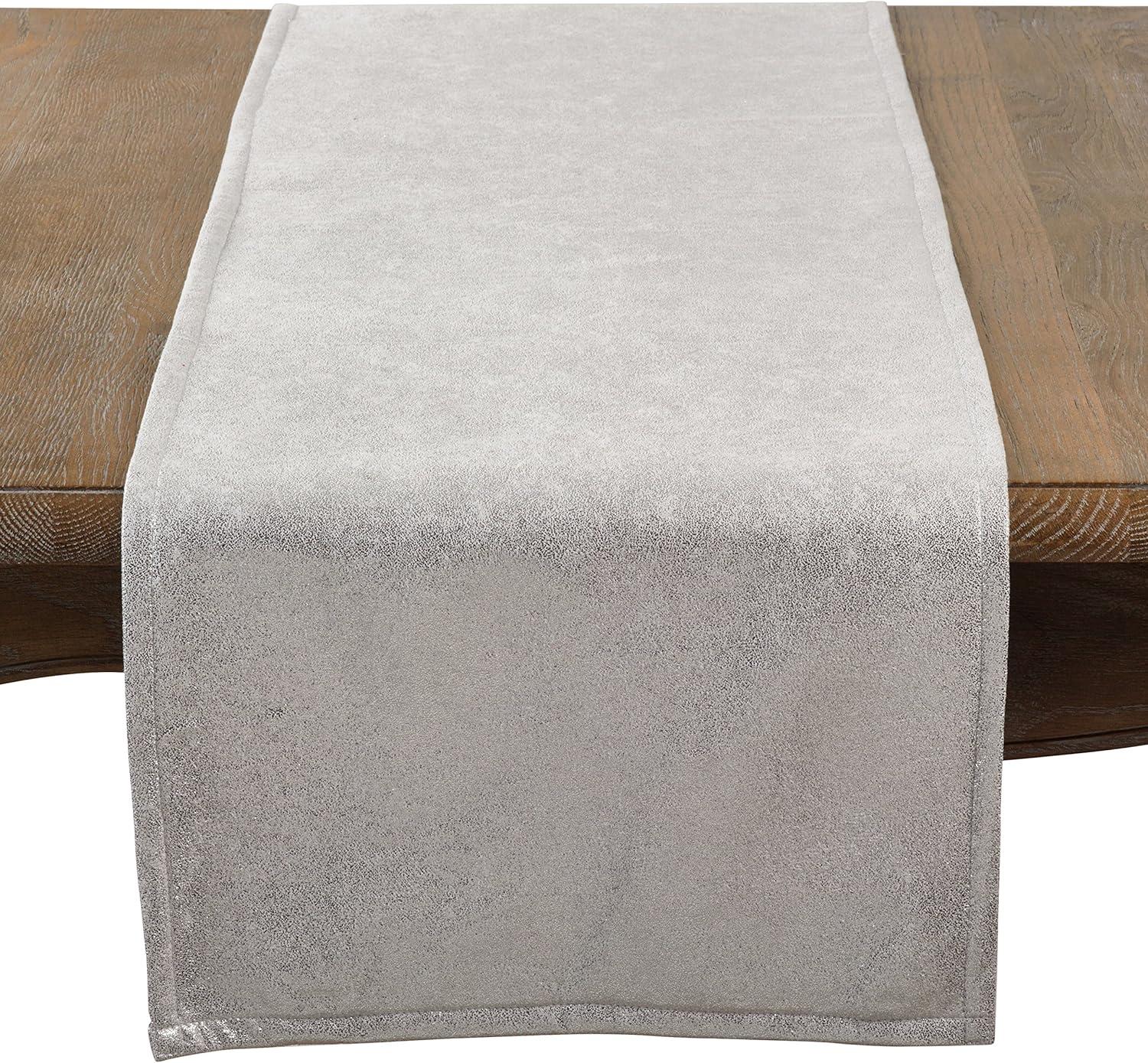 Silver Shimmer Polyester Winter Table Runner