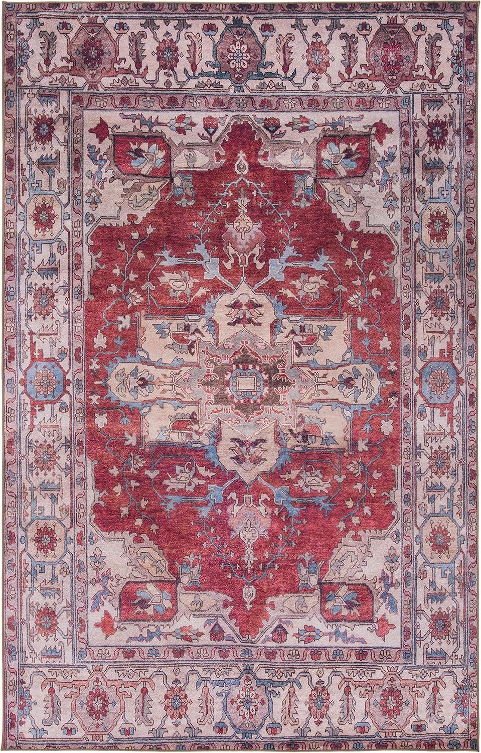 Tucson TSN106 Power Loomed Machine Washable Area Rug - Red/Beige - 6'6"x9' - Safavieh.