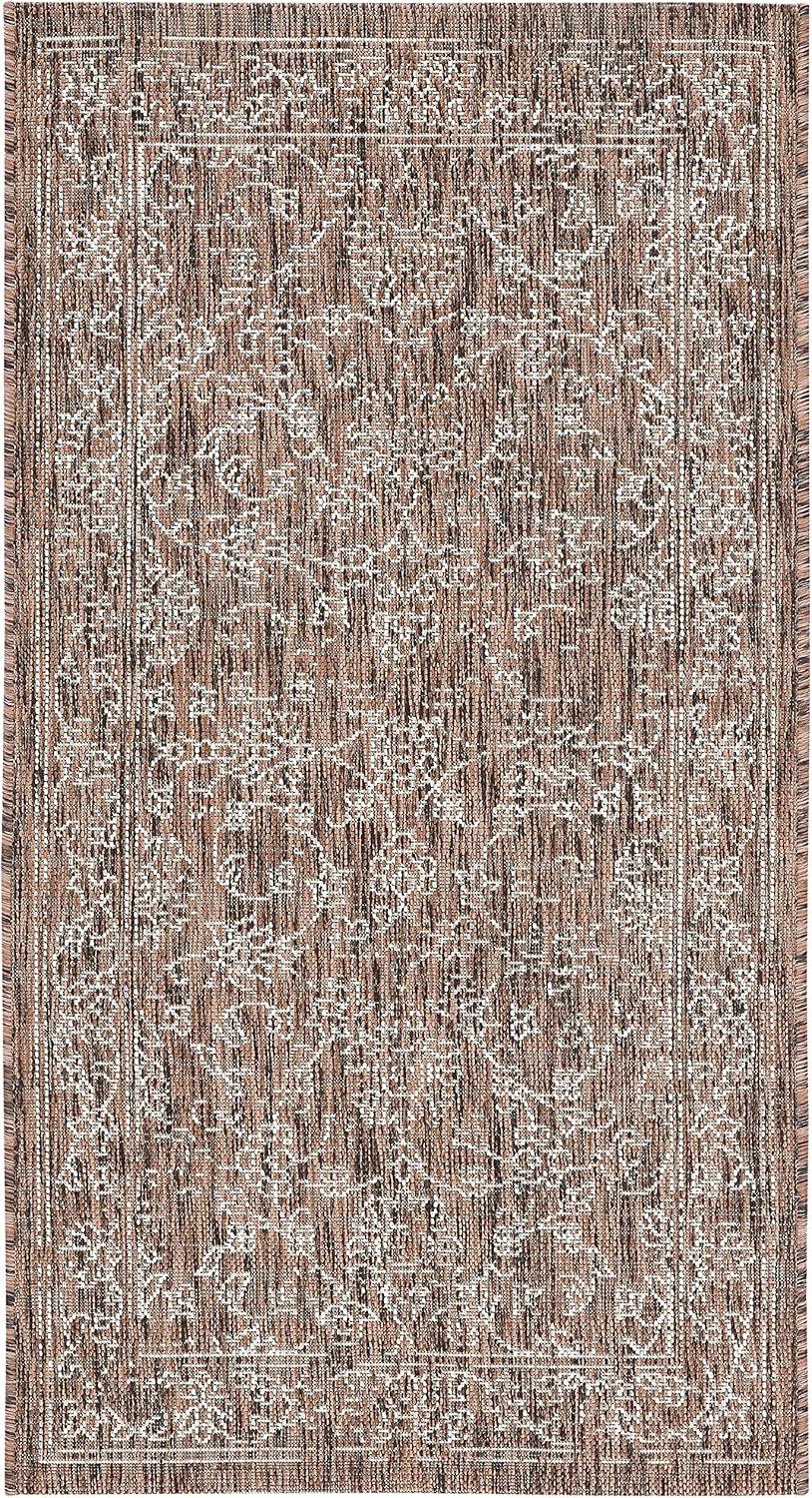 Reversible Brown Synthetic Indoor/Outdoor Rug, 31" x 4"