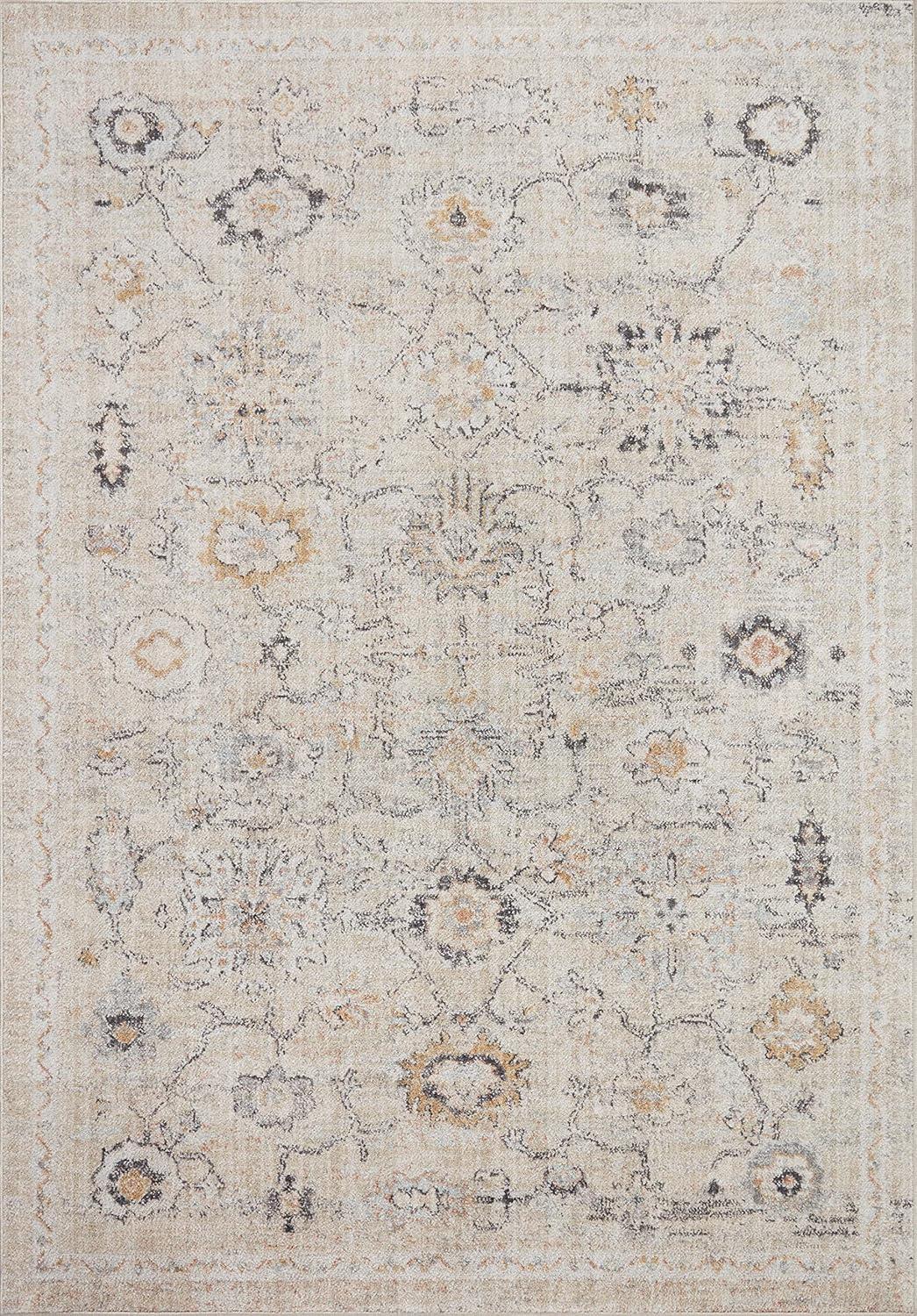 Monroe Oriental Machine Woven Polyester Area Rug in Gray/Ivory