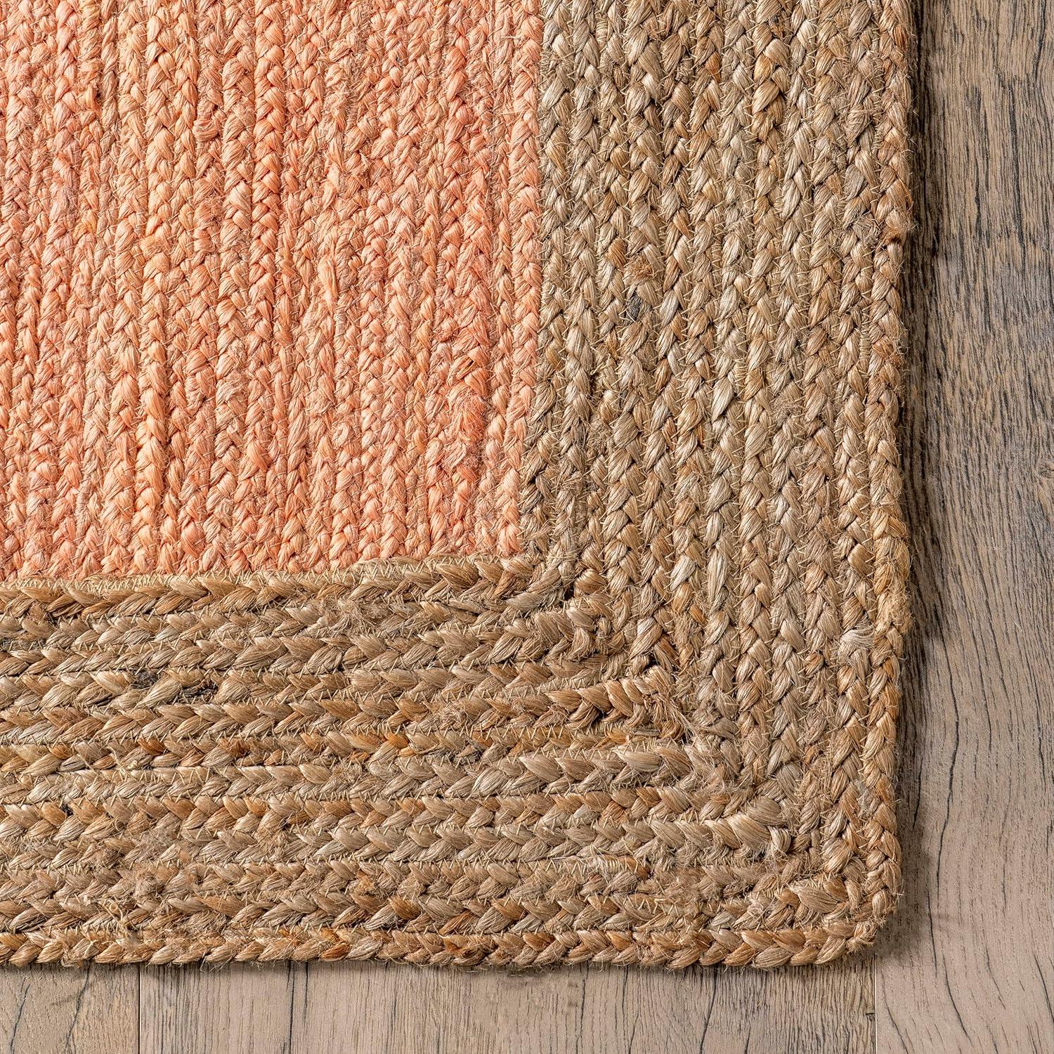 Peach and Natural Jute 6' x 9' Handmade Area Rug