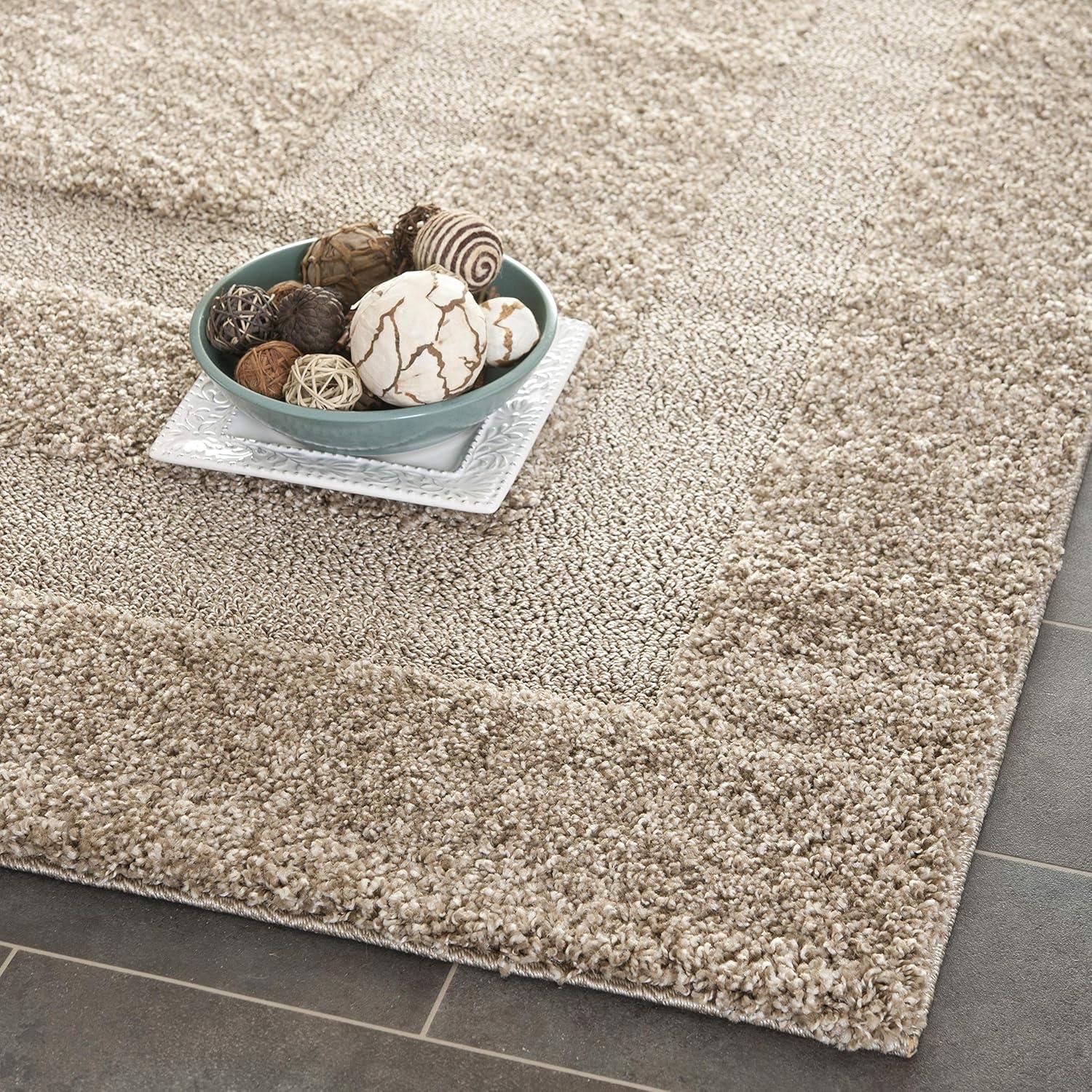 Florida Shag SG454 Power Loomed Indoor Area Rug - Beige/Beige - 4'x4' - Safavieh.