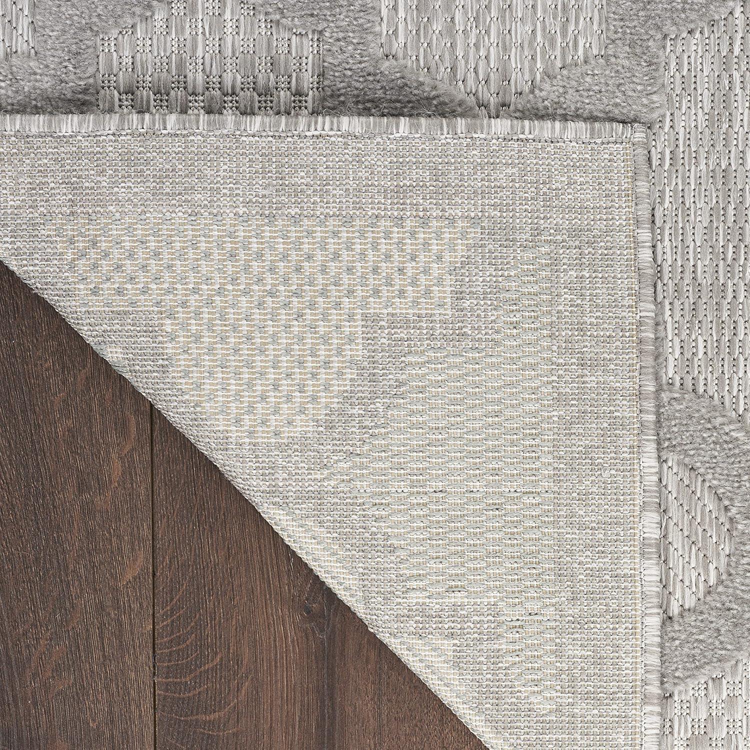 Silver Grey Trellis Square Indoor/Outdoor Easy Care Rug