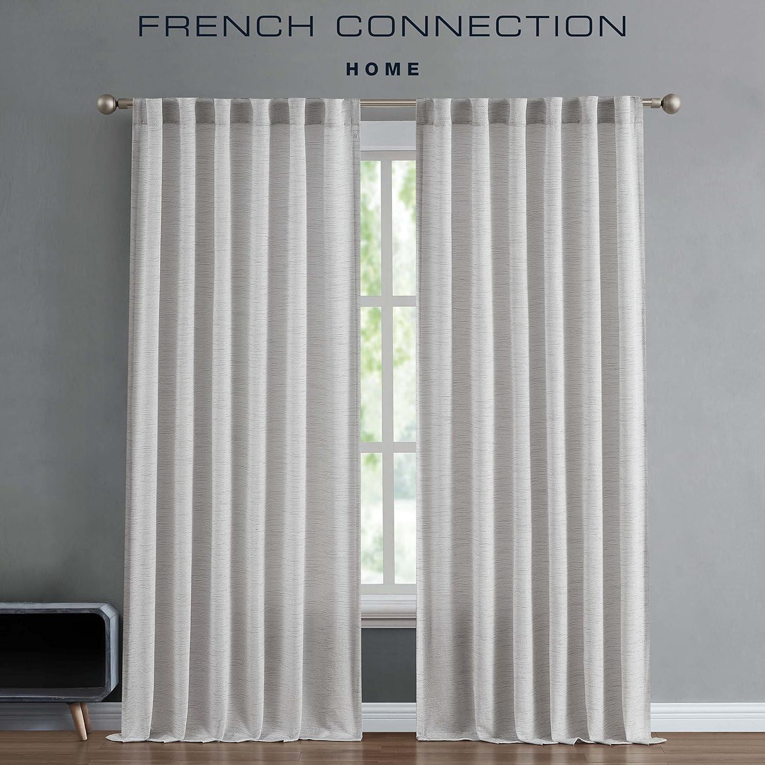 French Connection Val Synthetic Solid Room Darkening Thermal Back Tab/Rod Pocket Curtain Panels