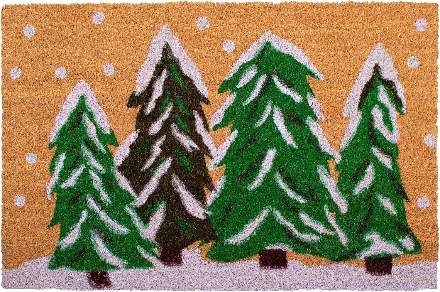 Winter Wonderland Coir Christmas Tree Outdoor Doormat 24" x 36"