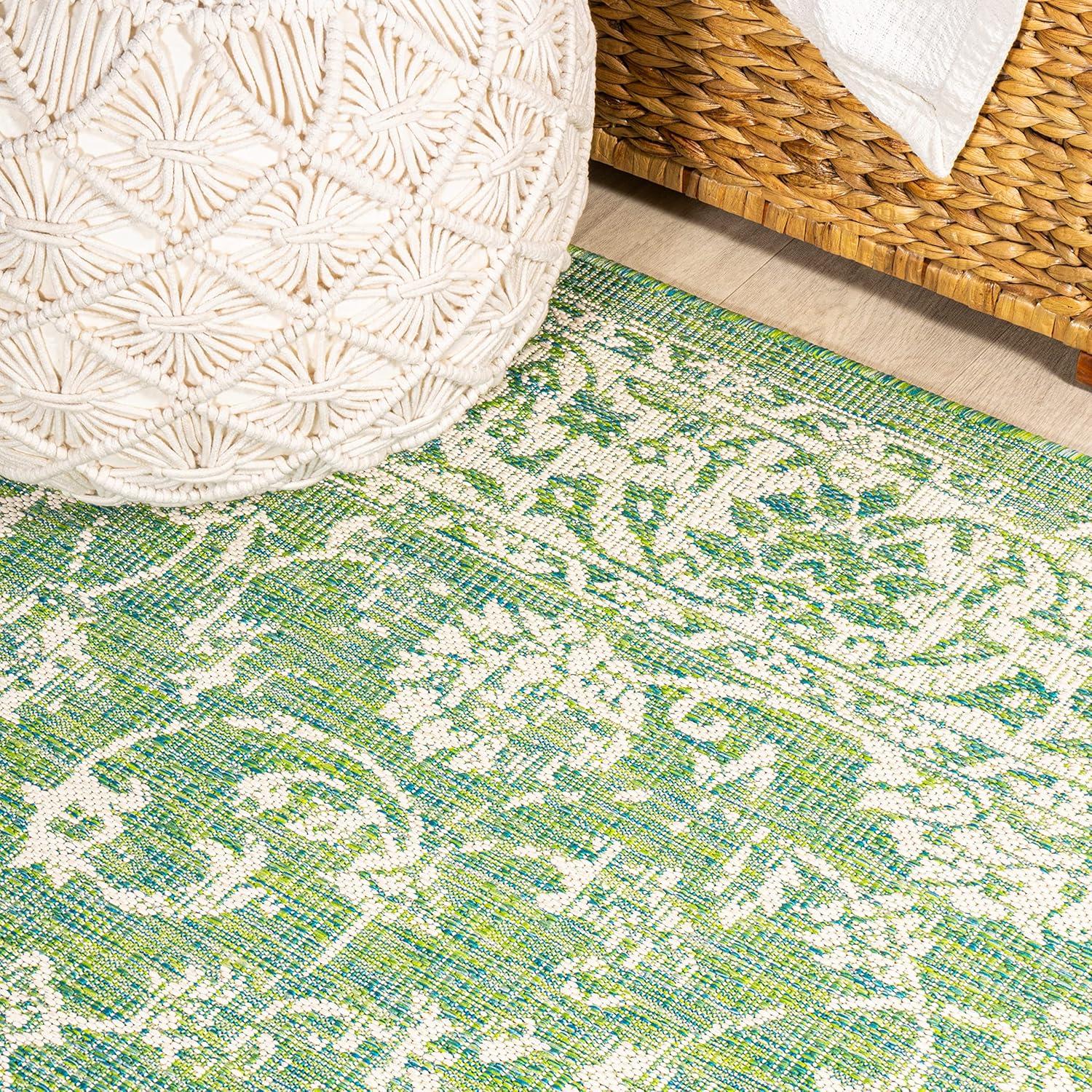 Tela Bohemian Inspired Textured Weave Floral Indoor/Outdoor Area Rug - JONATHAN Y