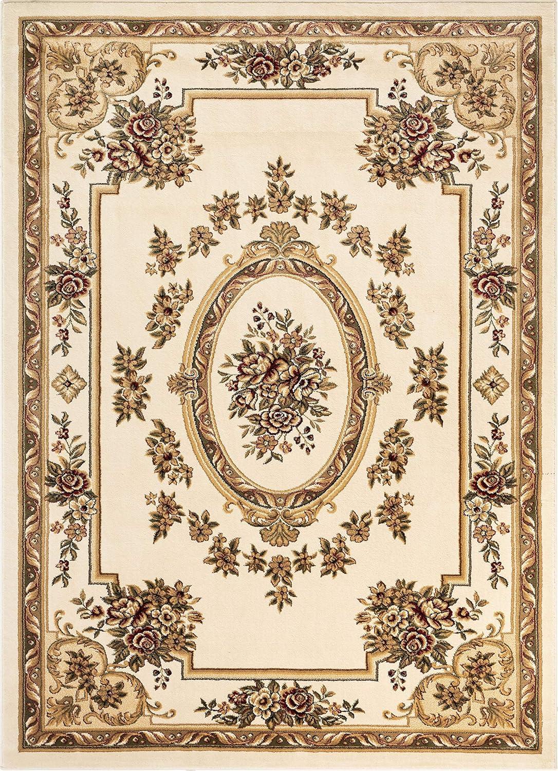 Well Woven Pastoral Medallion French European Floral Formal Traditional Modern Classic Thick Soft 5'3" x 7'3" Red Area Rug