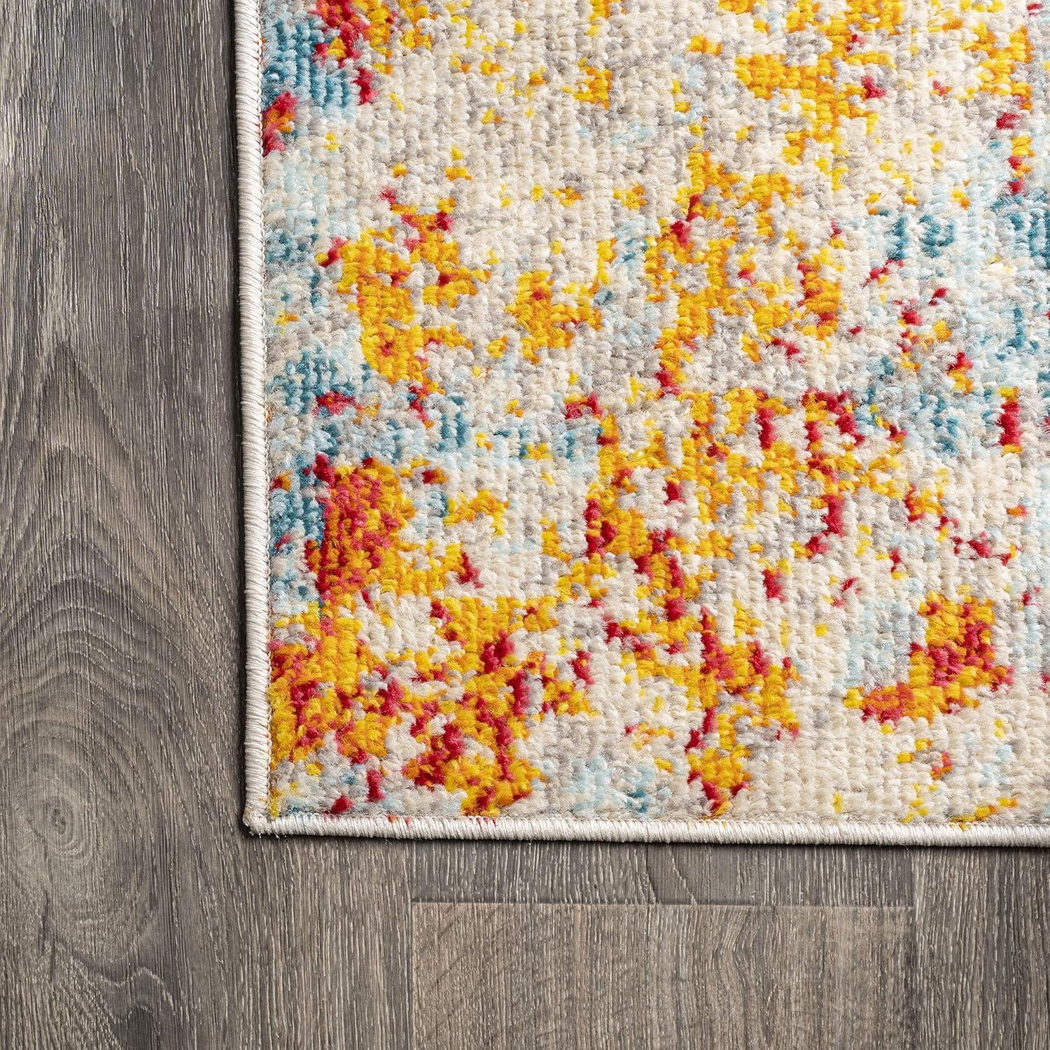 Abstract Orange/Blue/Cream Area Rug