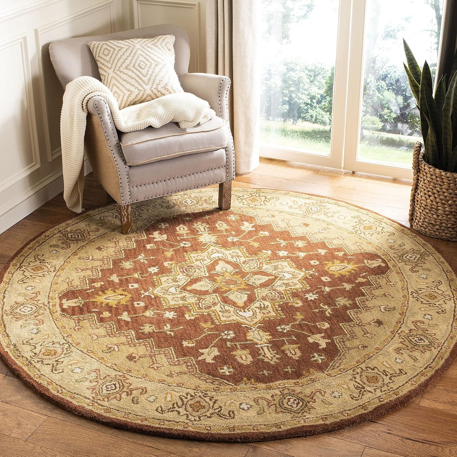 Heritage HG345 Hand Tufted Area Rug - Rust/Gold - 6' Round - Safavieh.
