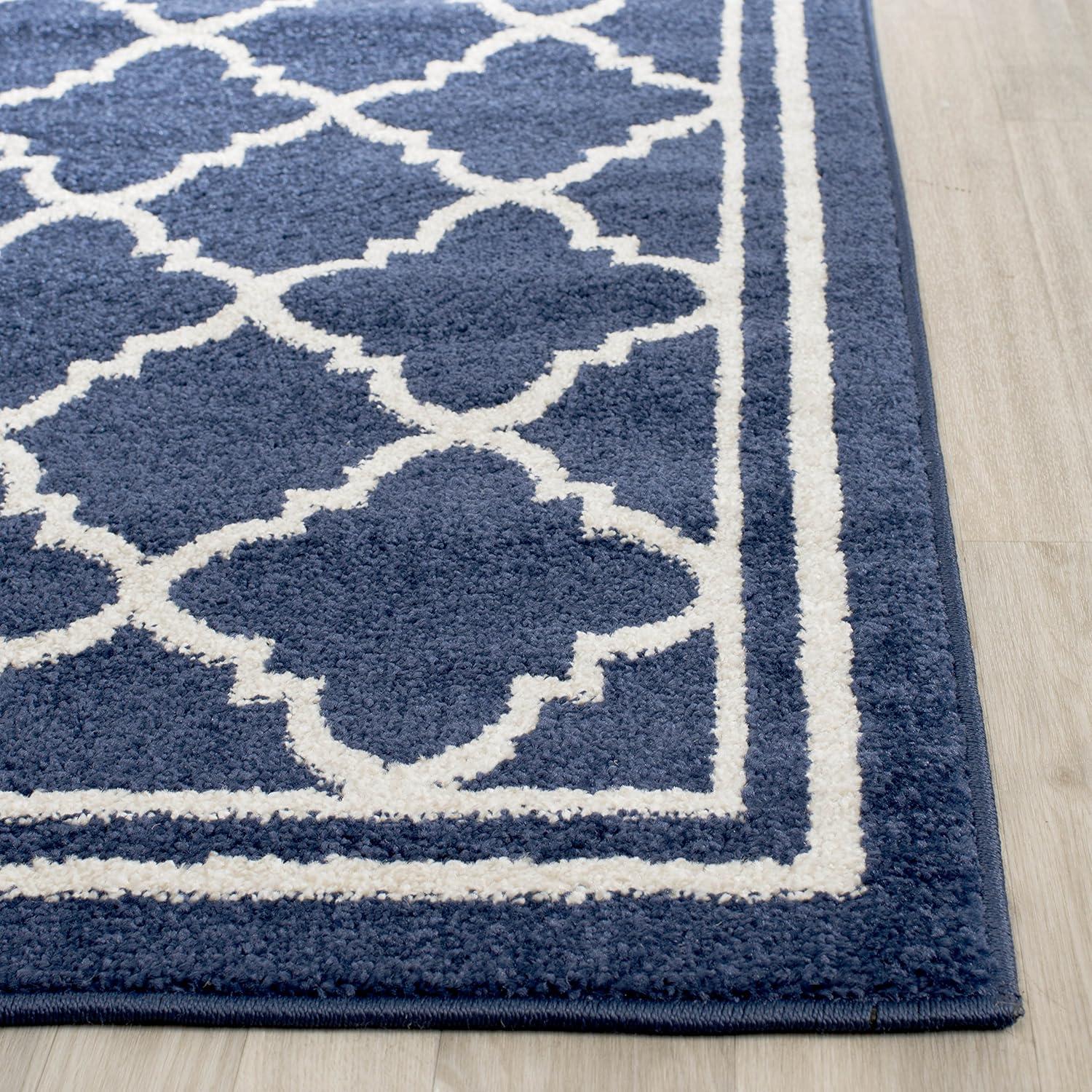 Amherst AMT422 Power Loomed Indoor Area Rug - Navy/Beige - 8'x10' - Safavieh