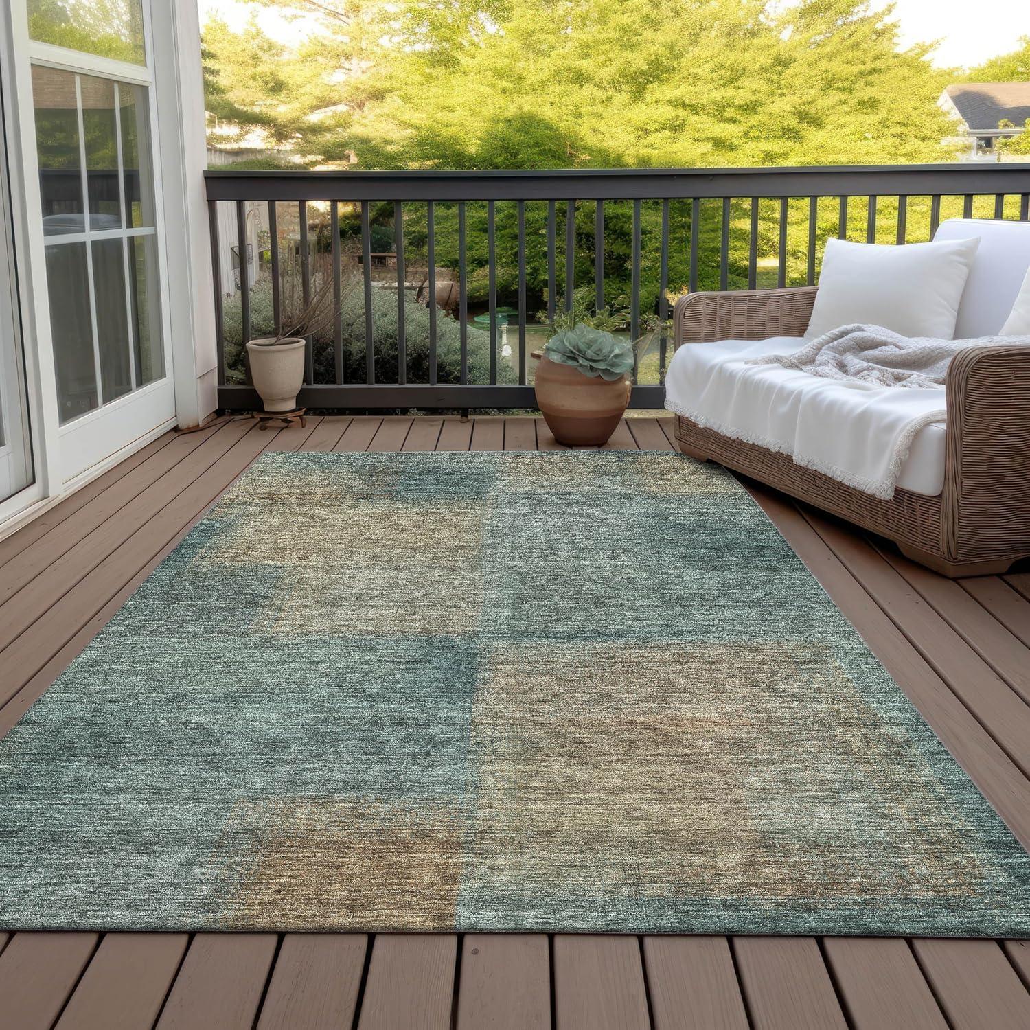 Addison Rugs Machine Washable Indoor/ Outdoor Chantille Ombre Rug Teal - 8' x 10'