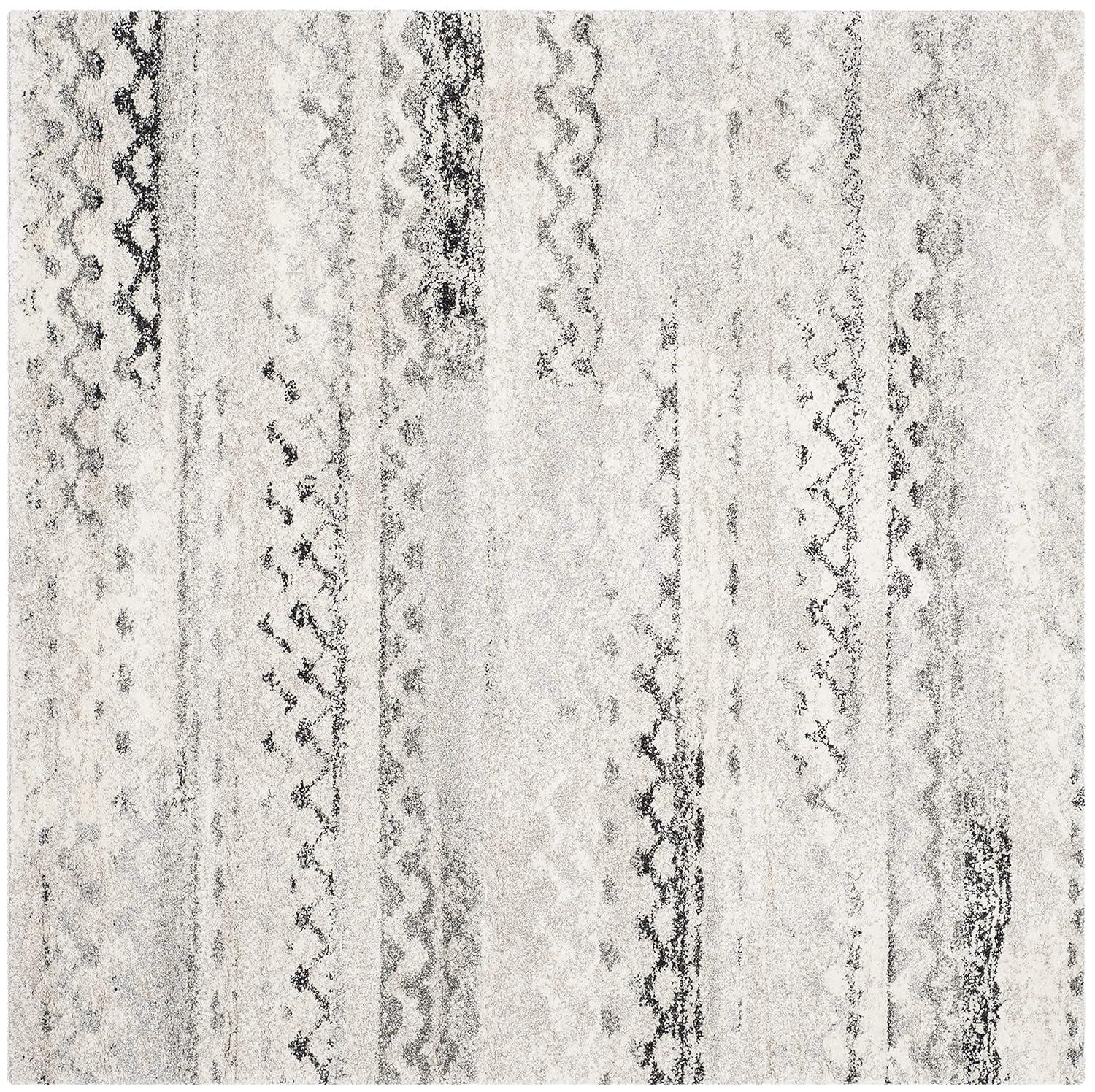 Retro RET2136 Power Loomed Indoor Area Rug - Cream/Grey - 6'x6' - Safavieh.