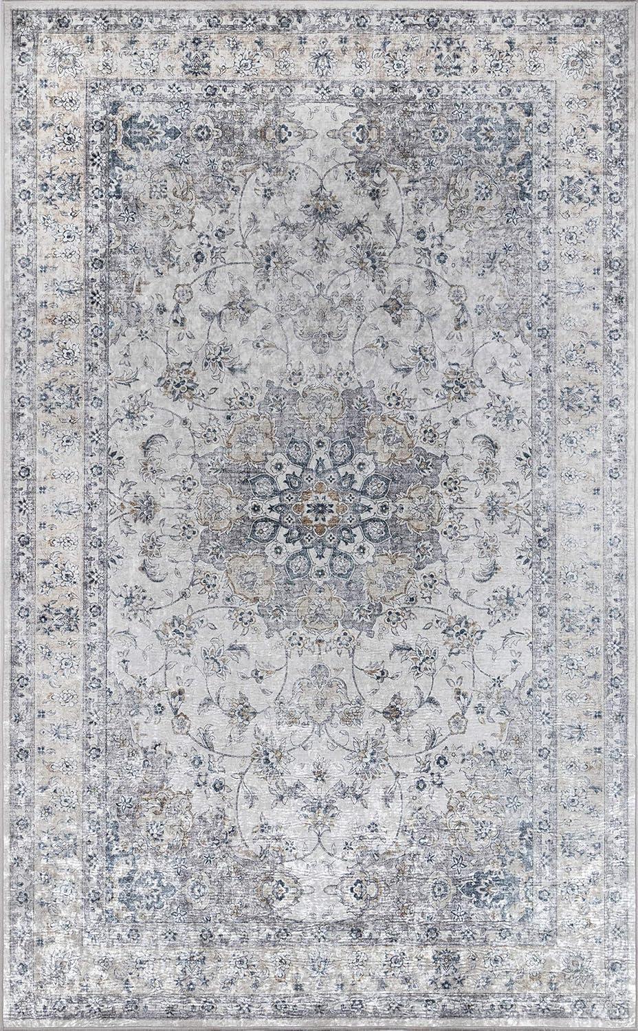 Elegant Serenity 2'x3' Reversible Gray Synthetic Area Rug