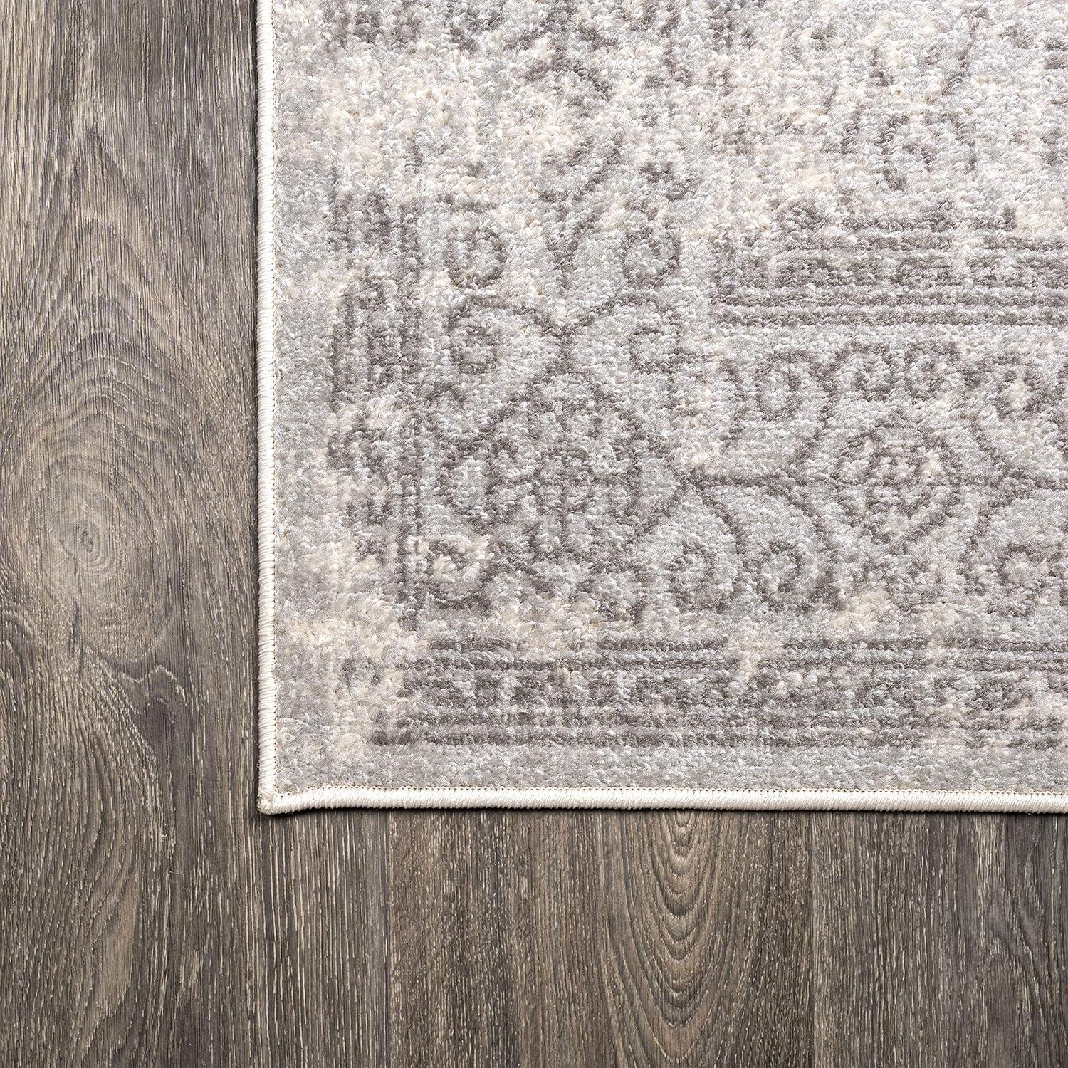 3'x5' Ferro Filigree Charcoal Black and White Area Rug, Gray/Dark Gray - JONATHAN Y