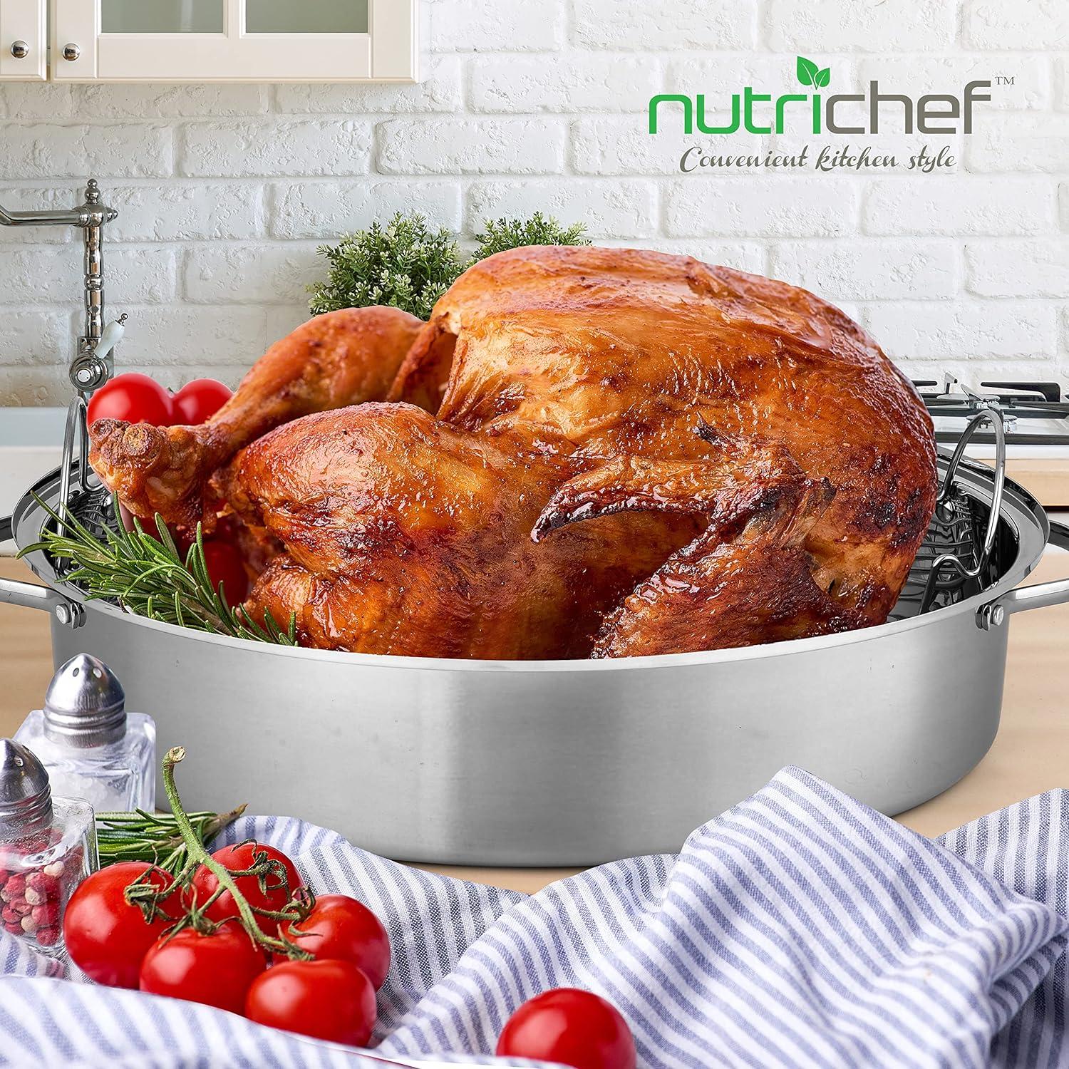 NutriChef Non-Stick Stainless Steel Roasting Pan