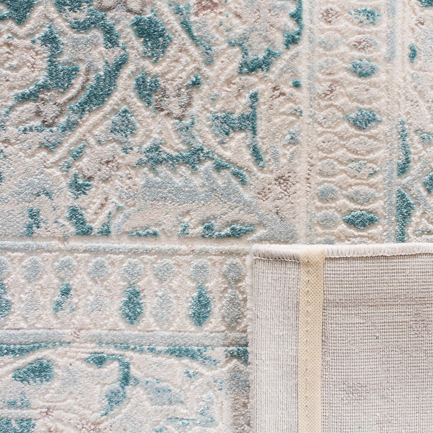 SAFAVIEH Passion Collection Area Rug - 8' x 11', Turquoise & Ivory, Vintage Distressed Design, Non-Shedding & Easy Care, Ideal for High Traffic Areas in Living Room, Bedroom (PAS405B)