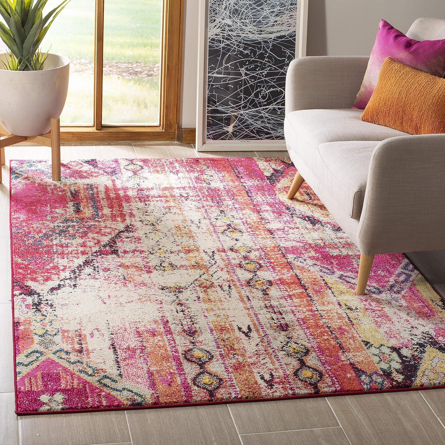 SAFAVIEH Monaco Risto Abstract Area Rug, Magenta/Multi, 9' x 12'