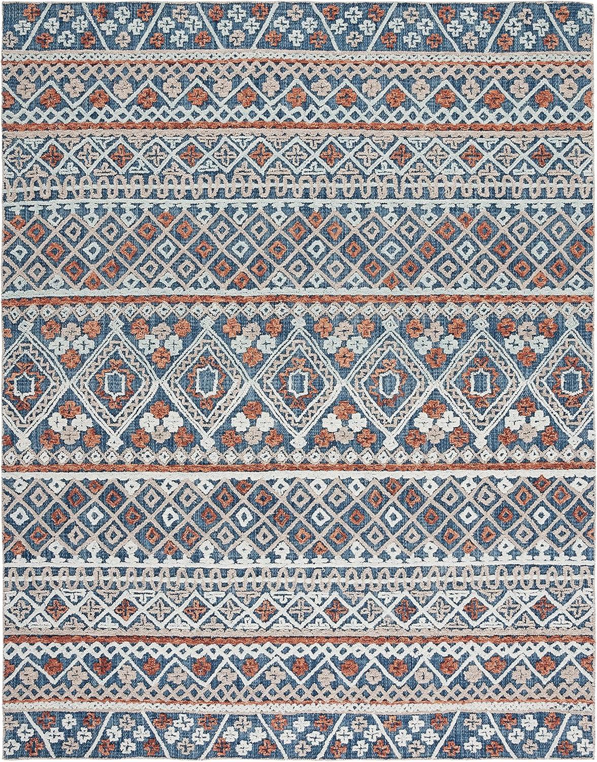 SAFAVIEH Aspen jordan Geometric Area Rug, Blue/Orange, 9' x 12'