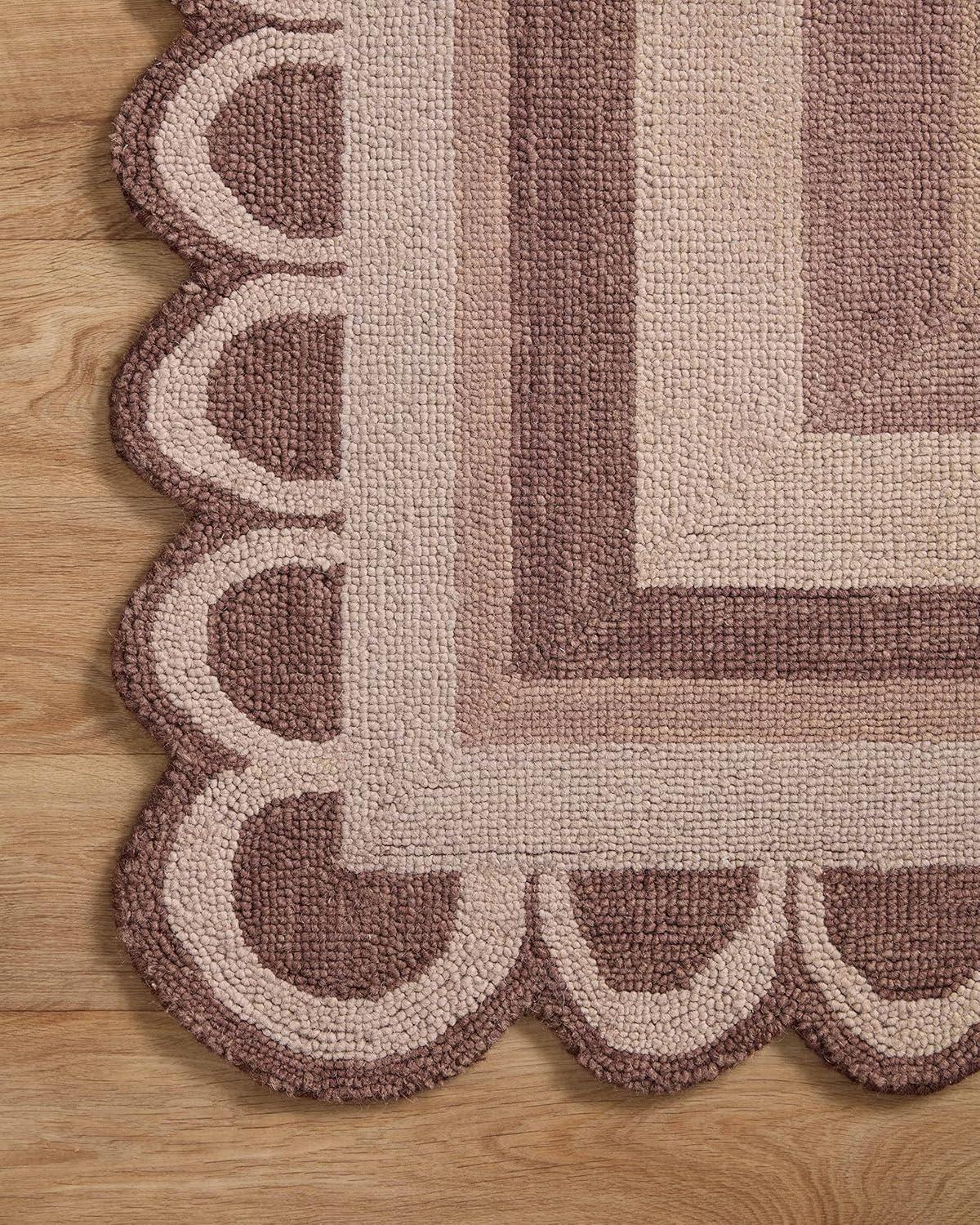 Handmade Clay Blush Whimsical Wool 45" x 27" Accent Rug