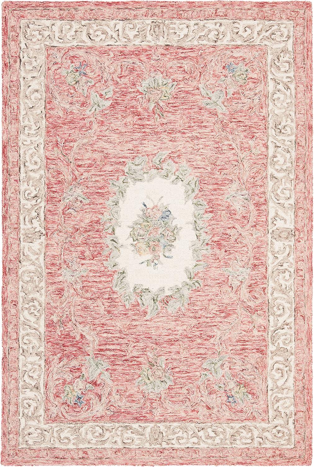 Aubusson AUB105 Hand Tufted Area Rug - Red/Ivory - 4'x6' - Safavieh.