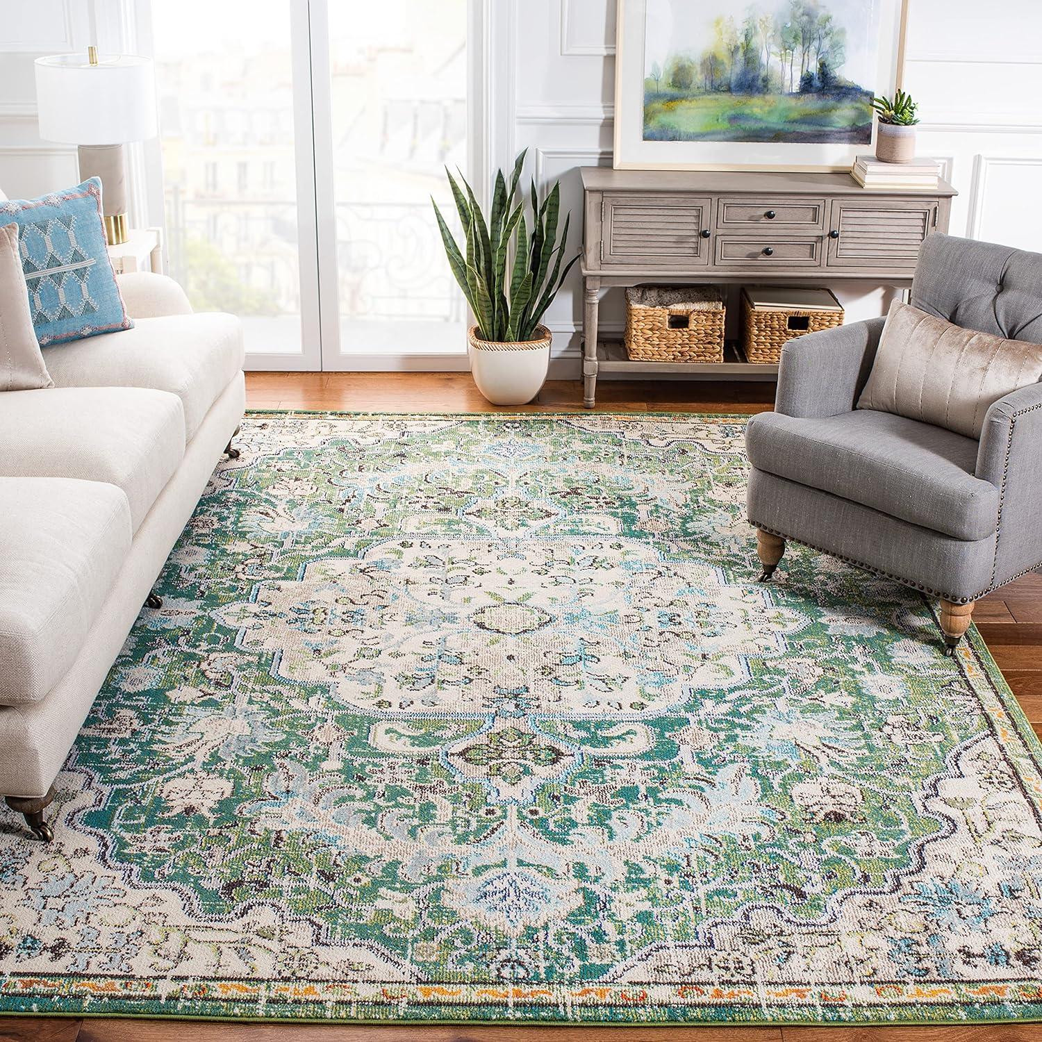 Madison MAD447 Power Loomed Indoor Area Rug - Green/Turquoise - 10'x14' - Safavieh