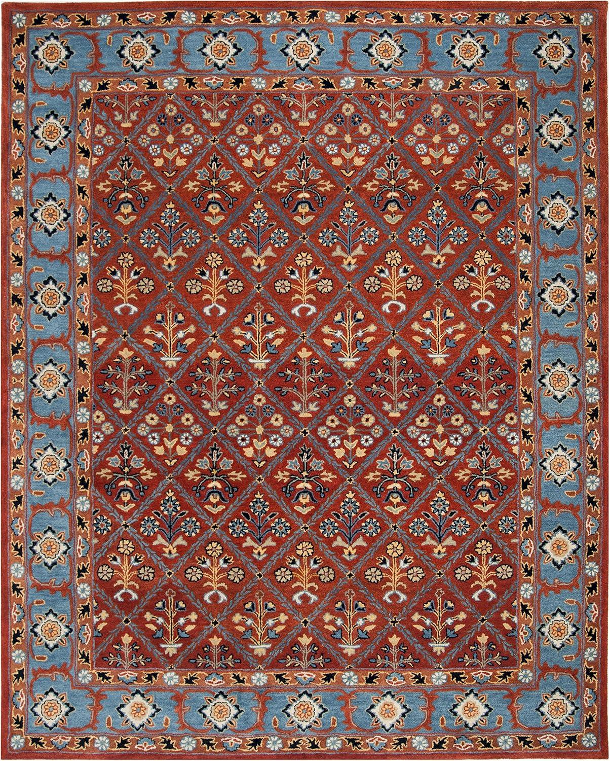 SAFAVIEH Heritage Carmella Floral Wool Area Rug, Red/Blue, 6' x 9'