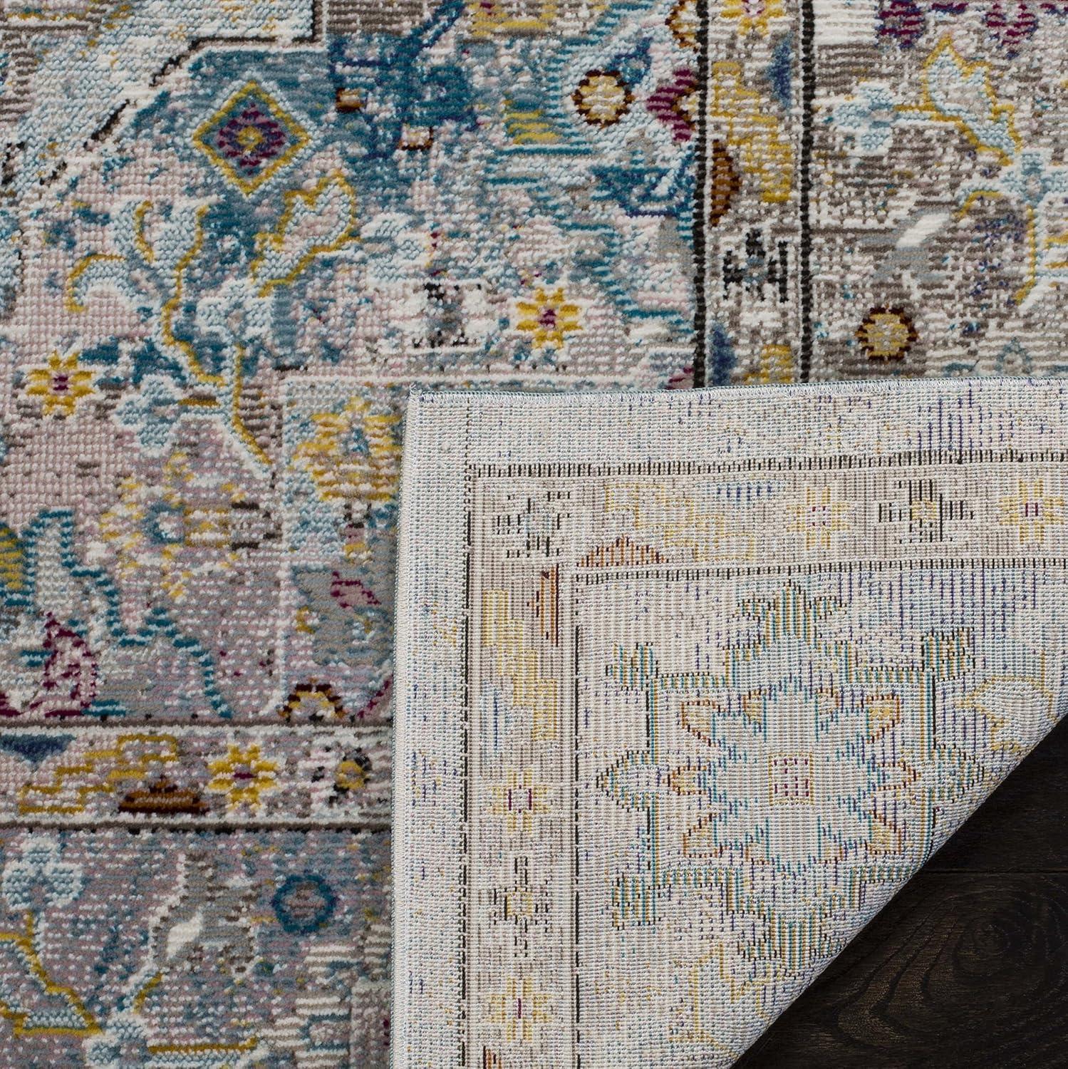 Aria ARA183 Power Loomed Area Rug - Beige/Blue - 6'5"x6'5" - Safavieh.