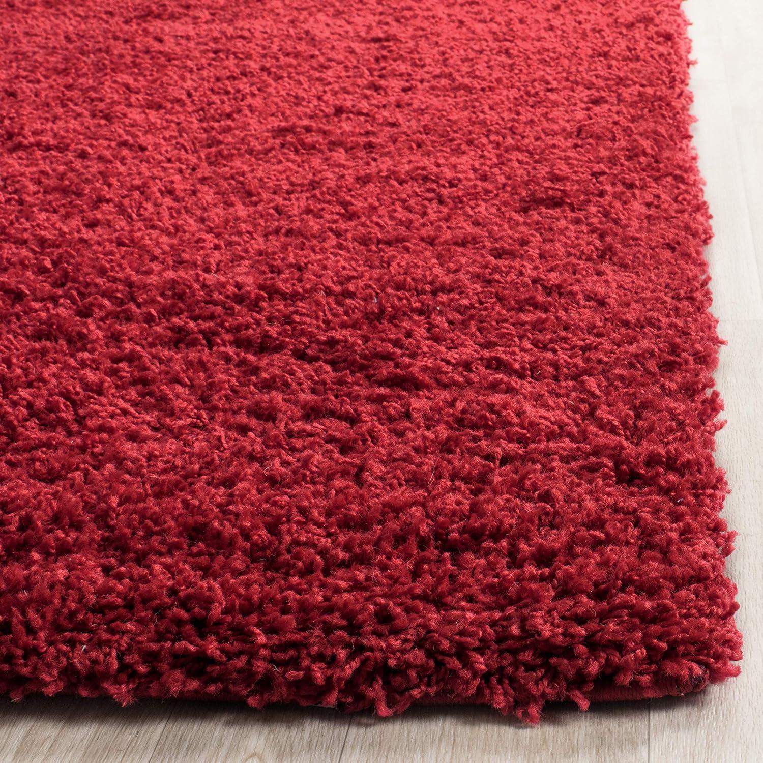 Cozy Crimson Shag 4' x 6' Rectangular Synthetic Area Rug