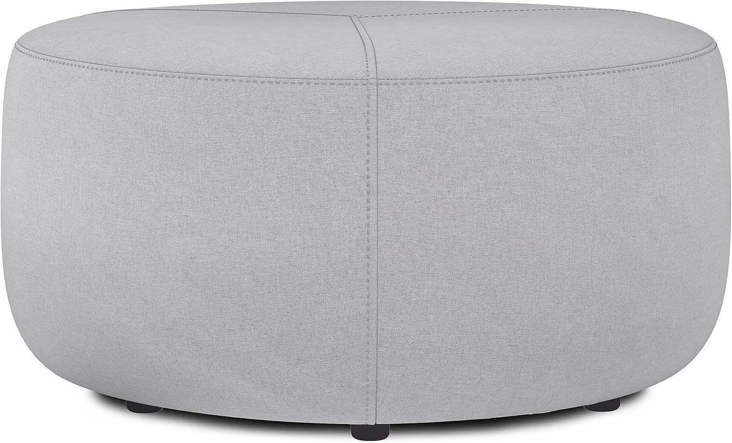 Moore 32" Light Grey Linen Round Ottoman