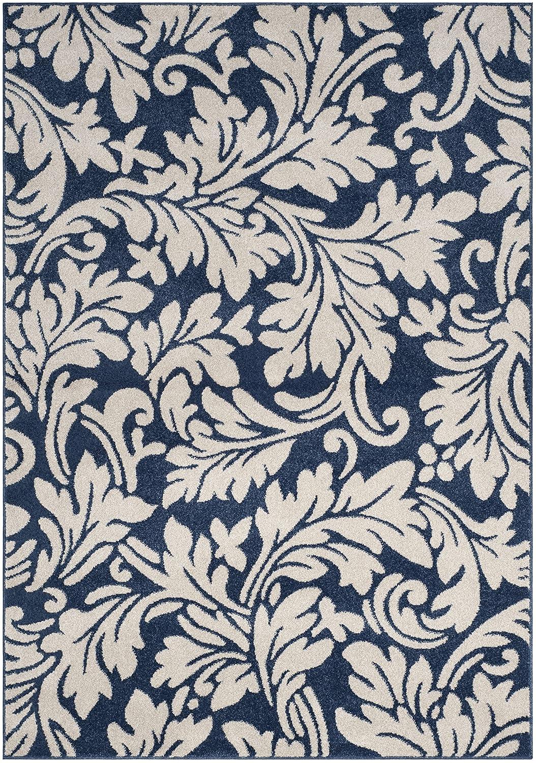 Amherst AMT425 Power Loomed Indoor Area Rug - Navy/Ivory - 4'x6' - Safavieh