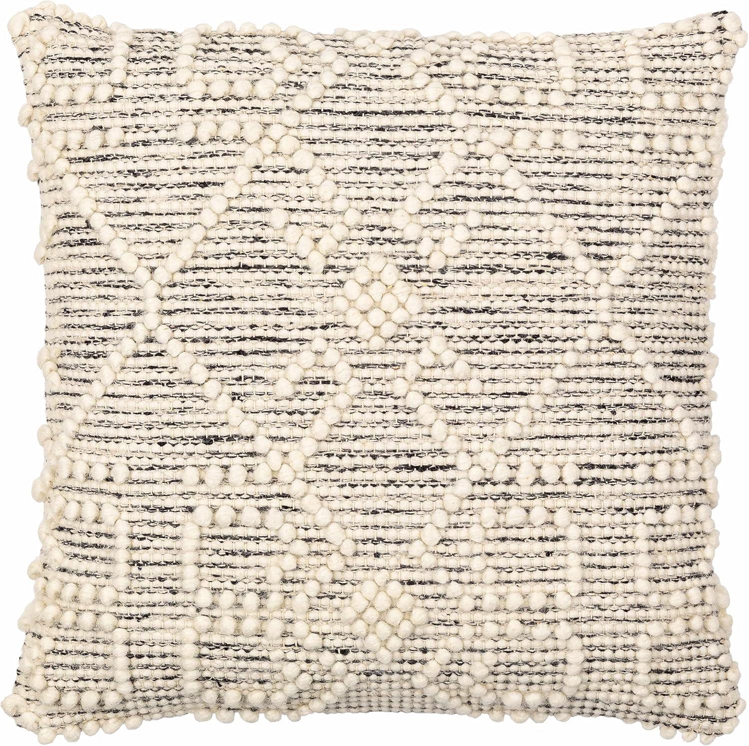 Cream and Black Hand Woven Cotton Polyester Pillow Cover