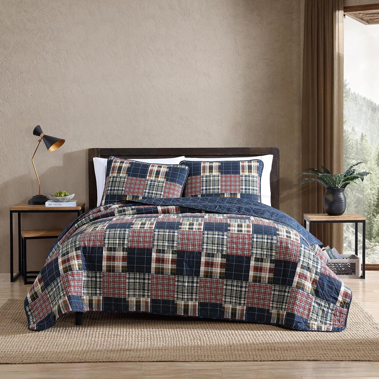 Eddie Bauer Eddie Bauer Madrona Blue Cotton Reversible Quilt Set