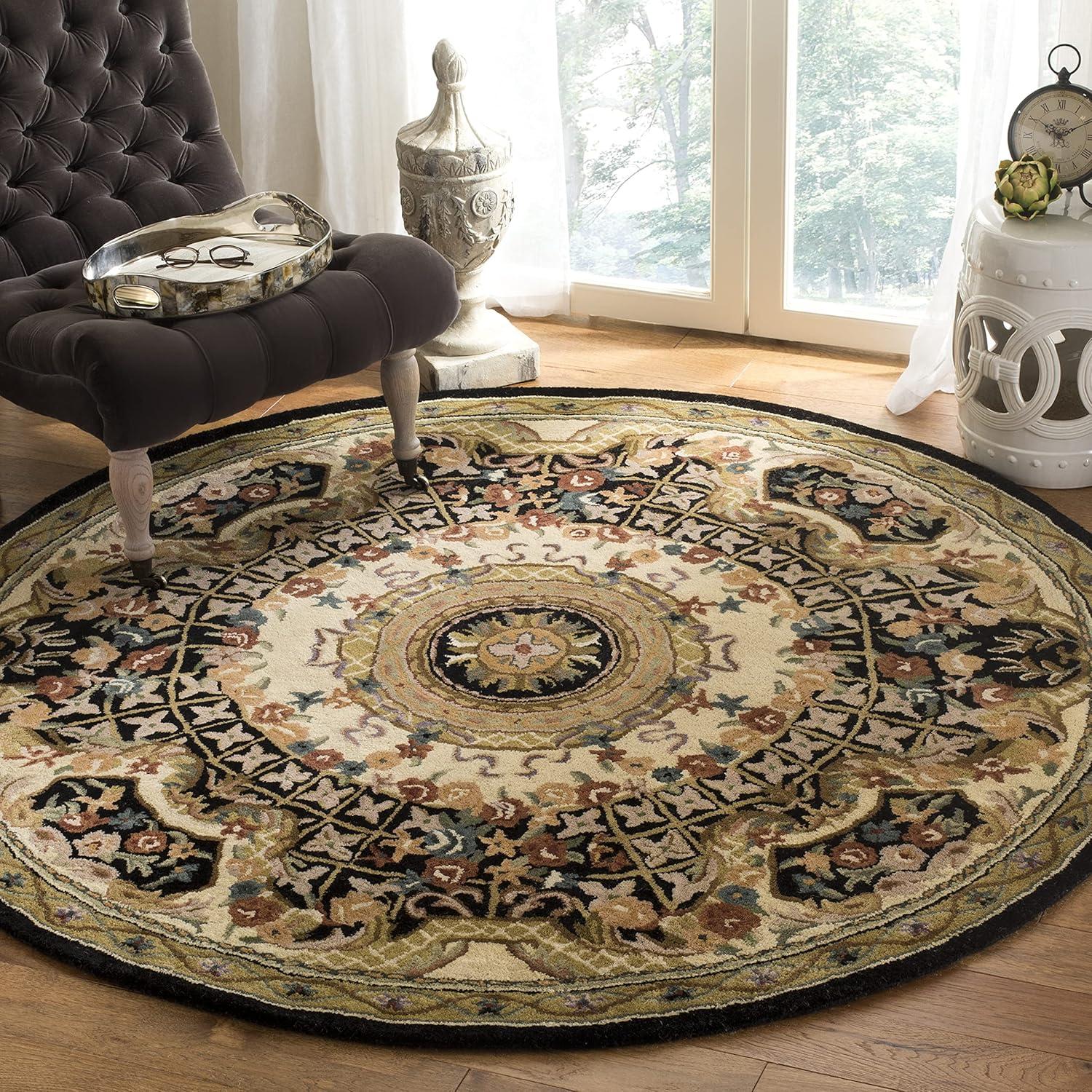 Classic CL304 Hand Tufted Area Rug - Black/Gold - 3'6" round - Safavieh.