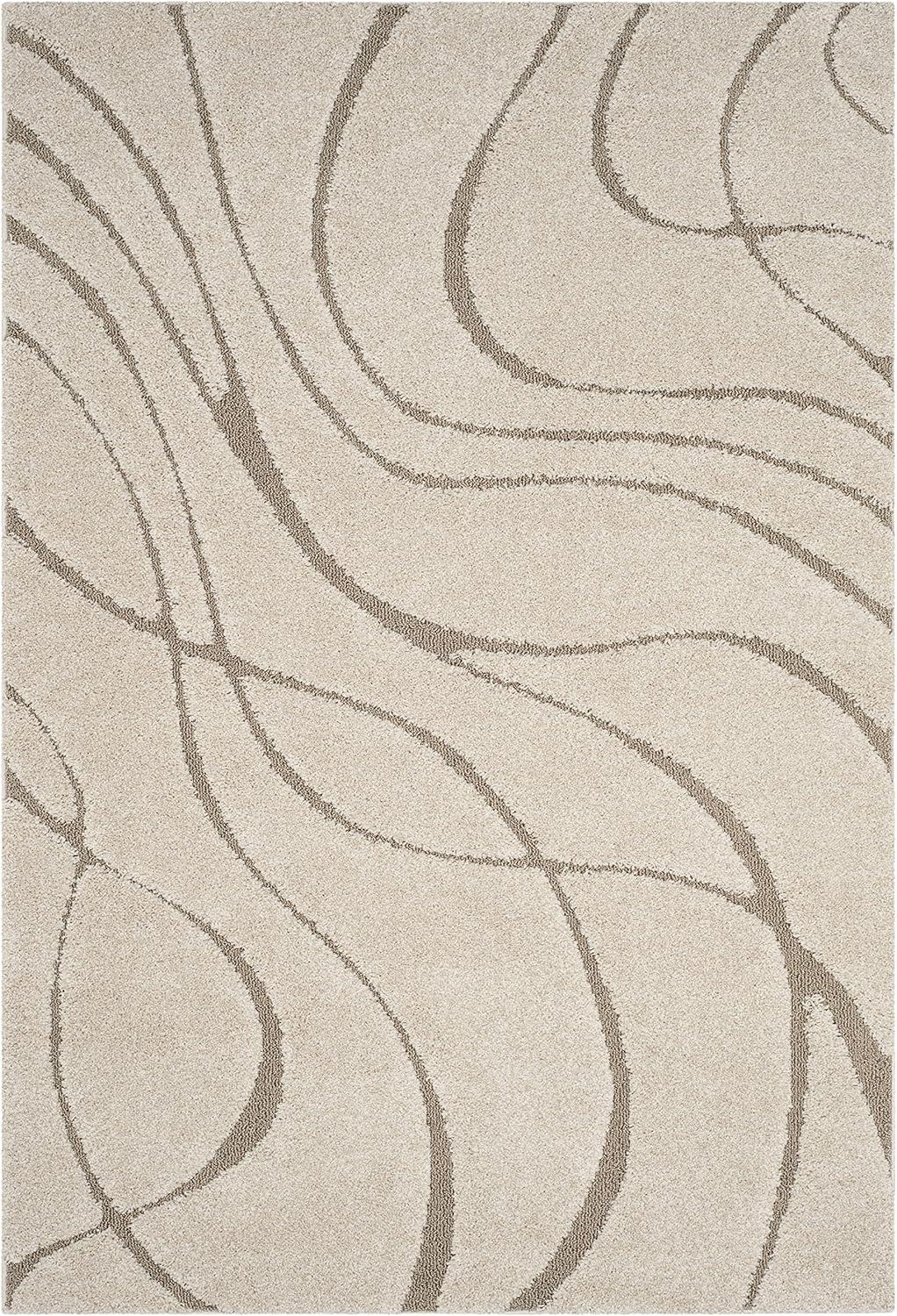 SAFAVIEH Florida Tamzen Abstract Shag Area Rug, Cream/Beige, 4' x 6'