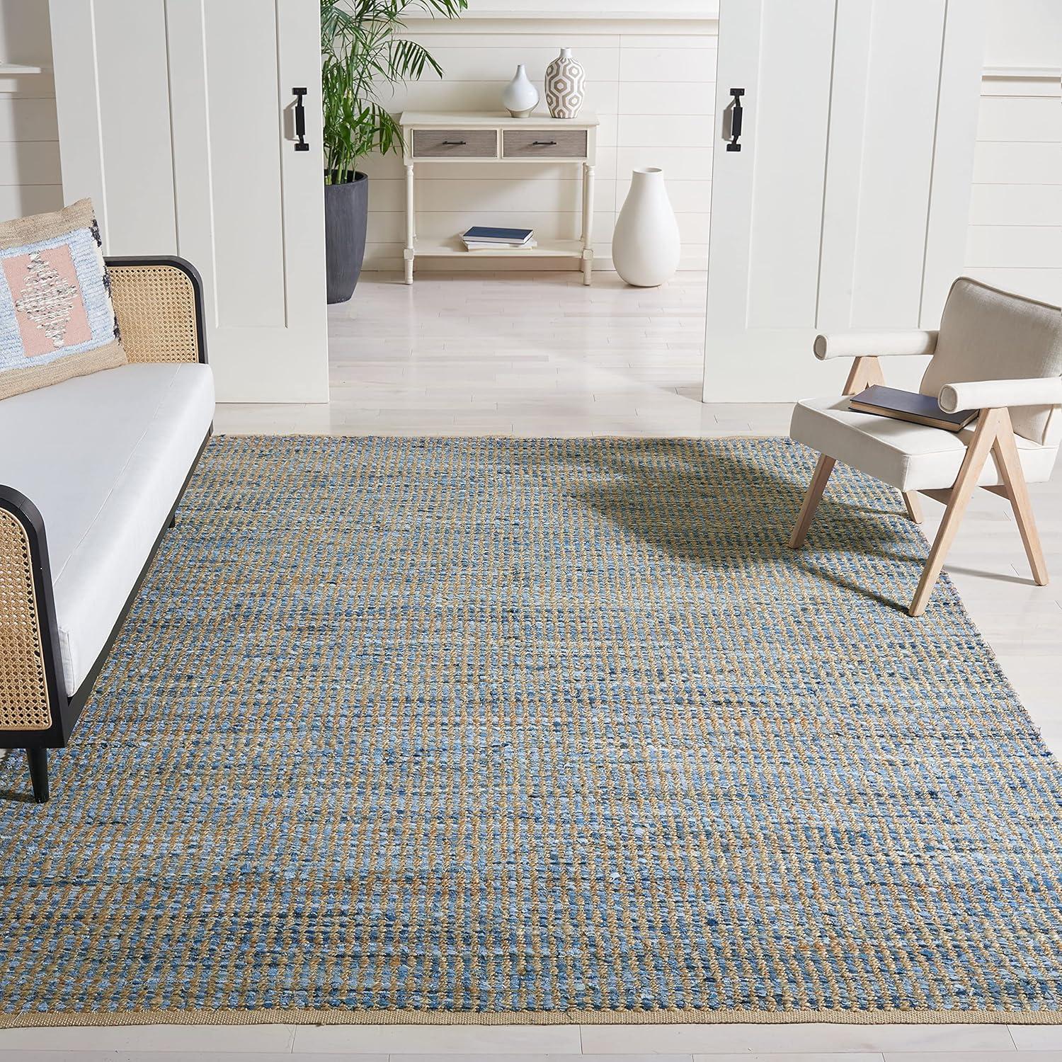 Parkman Hand Woven Jute/Denim/Cotton Rug in Natural/Blue