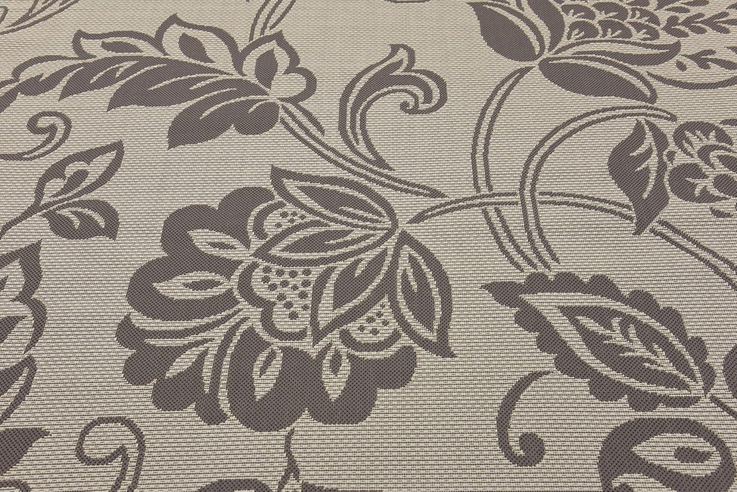 Unique Loom 6' 1 x 6' 1 Square Gray Outdoor Botanical Floral Area Rug